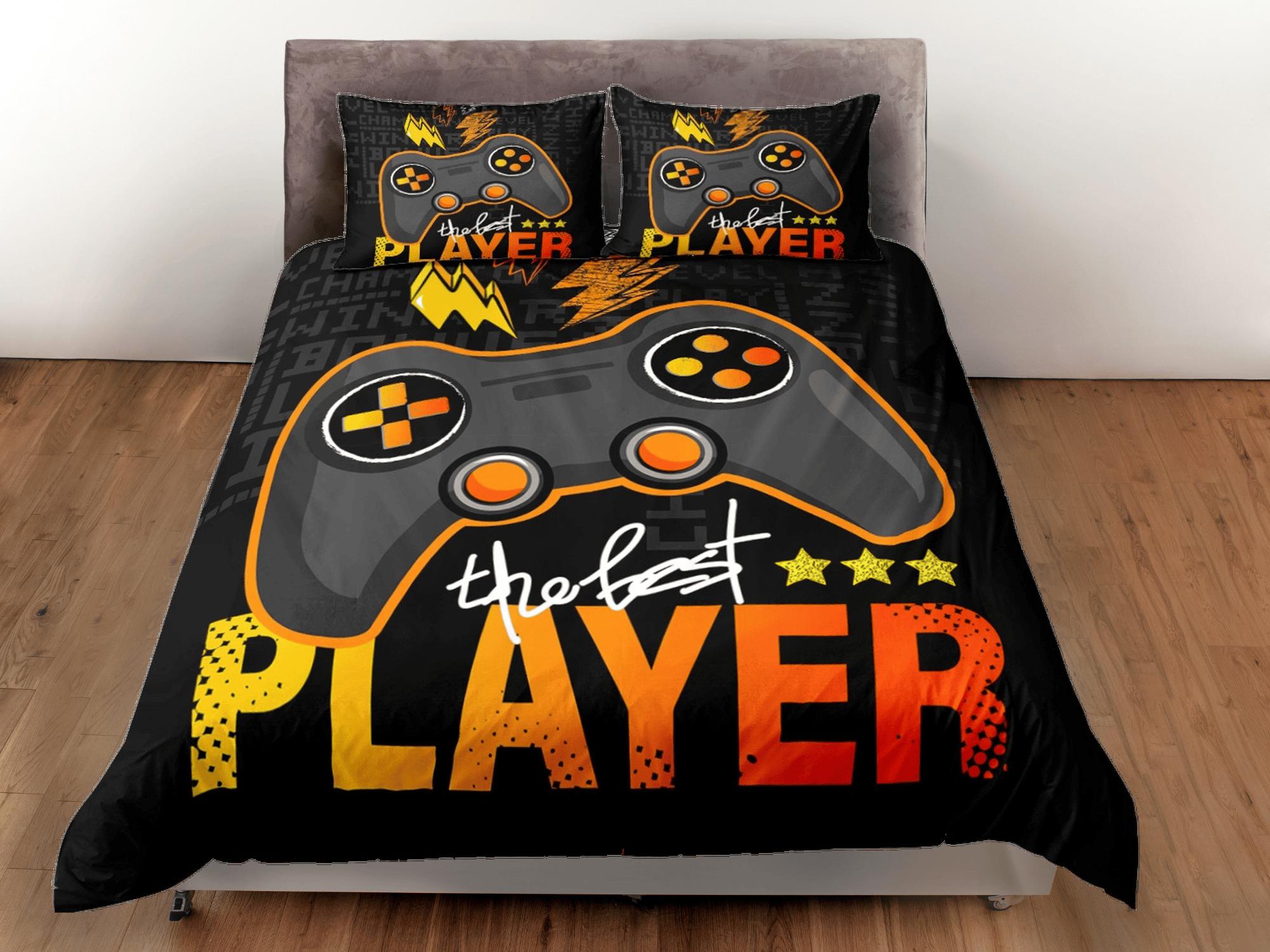 daintyduvet The best player gamer bedding black duvet cover, video gamer boyfriend gift bedding set full king queen twin, boys bedroom, dorm bedding