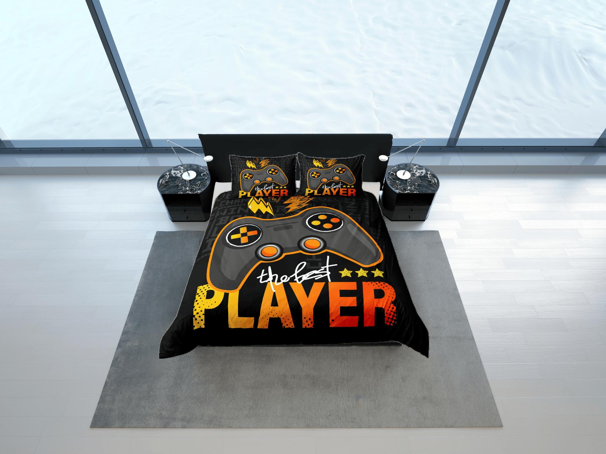 daintyduvet The best player gamer bedding black duvet cover, video gamer boyfriend gift bedding set full king queen twin, boys bedroom, dorm bedding