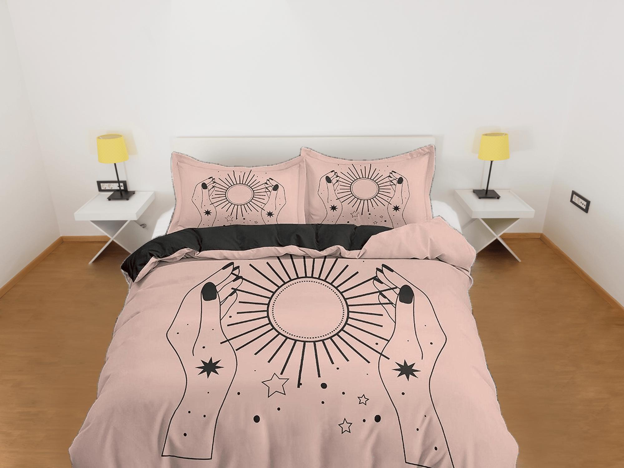 daintyduvet The Sun Boho Beige Bedding Minimalist, Zodiac Gift Celestial Dorm Bedding, Astrology Duvet Cover Set, Aesthetic Duvet Cover King Queen Full