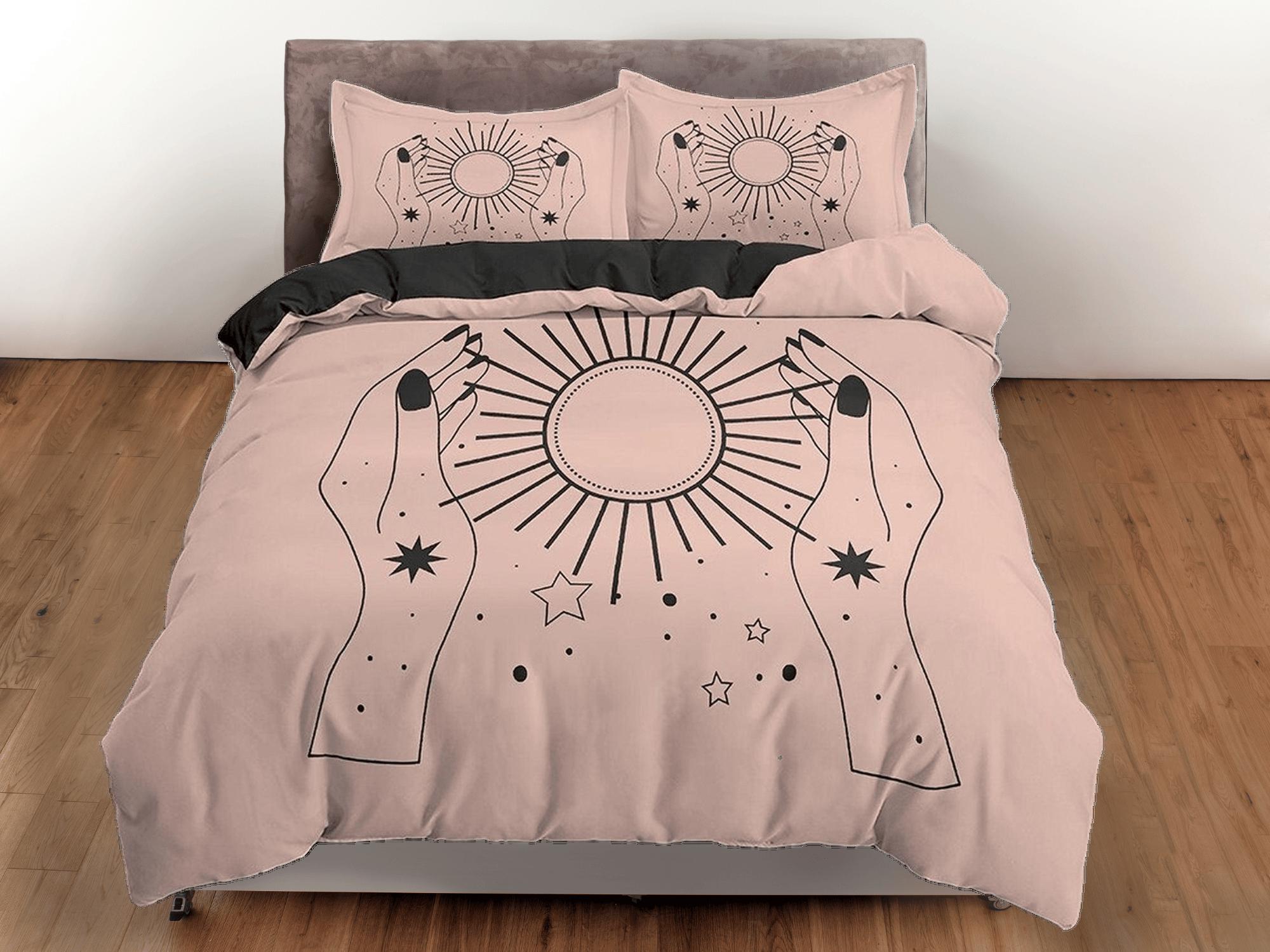 daintyduvet The Sun Boho Beige Bedding Minimalist, Zodiac Gift Celestial Dorm Bedding, Astrology Duvet Cover Set, Aesthetic Duvet Cover King Queen Full