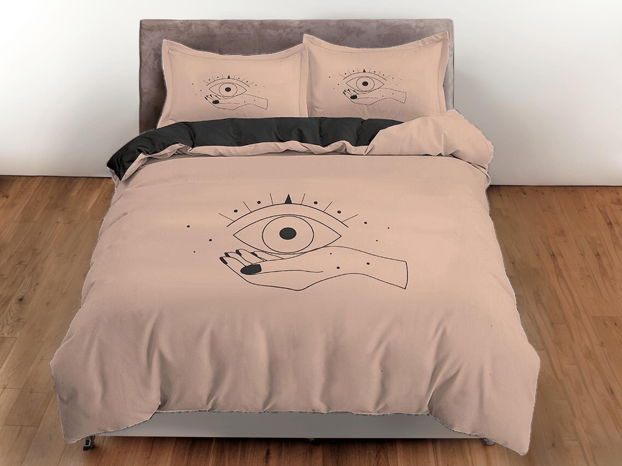 daintyduvet The Third Eye Boho Beige Bedding Minimalist, Zodiac Gift Celestial Dorm Bedding, Astrology Duvet Cover Set, Aesthetic Duvet King Queen Full