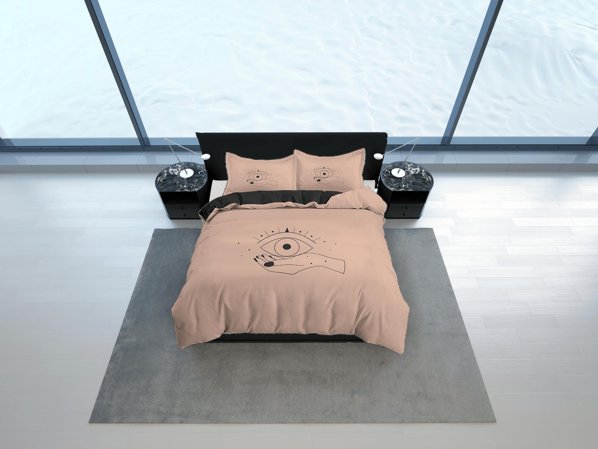 daintyduvet The Third Eye Boho Beige Bedding Minimalist, Zodiac Gift Celestial Dorm Bedding, Astrology Duvet Cover Set, Aesthetic Duvet King Queen Full