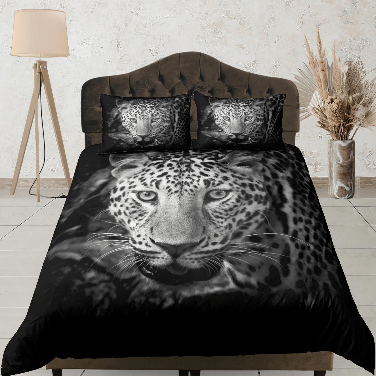 daintyduvet Tiger Print Black Duvet Cover Set Cute Bedspread, Animal Dorm Bedding & Pillowcase