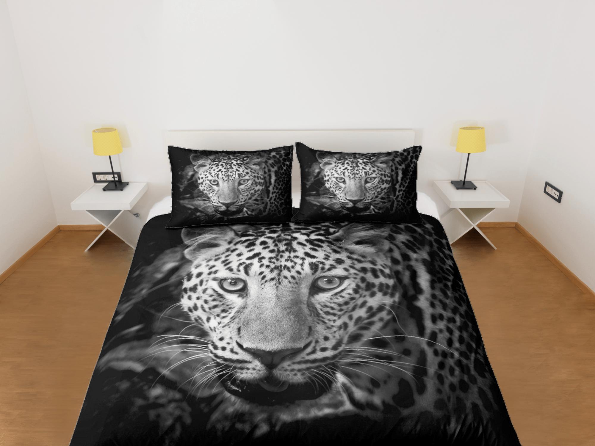 daintyduvet Tiger Print Black Duvet Cover Set Cute Bedspread, Animal Dorm Bedding & Pillowcase