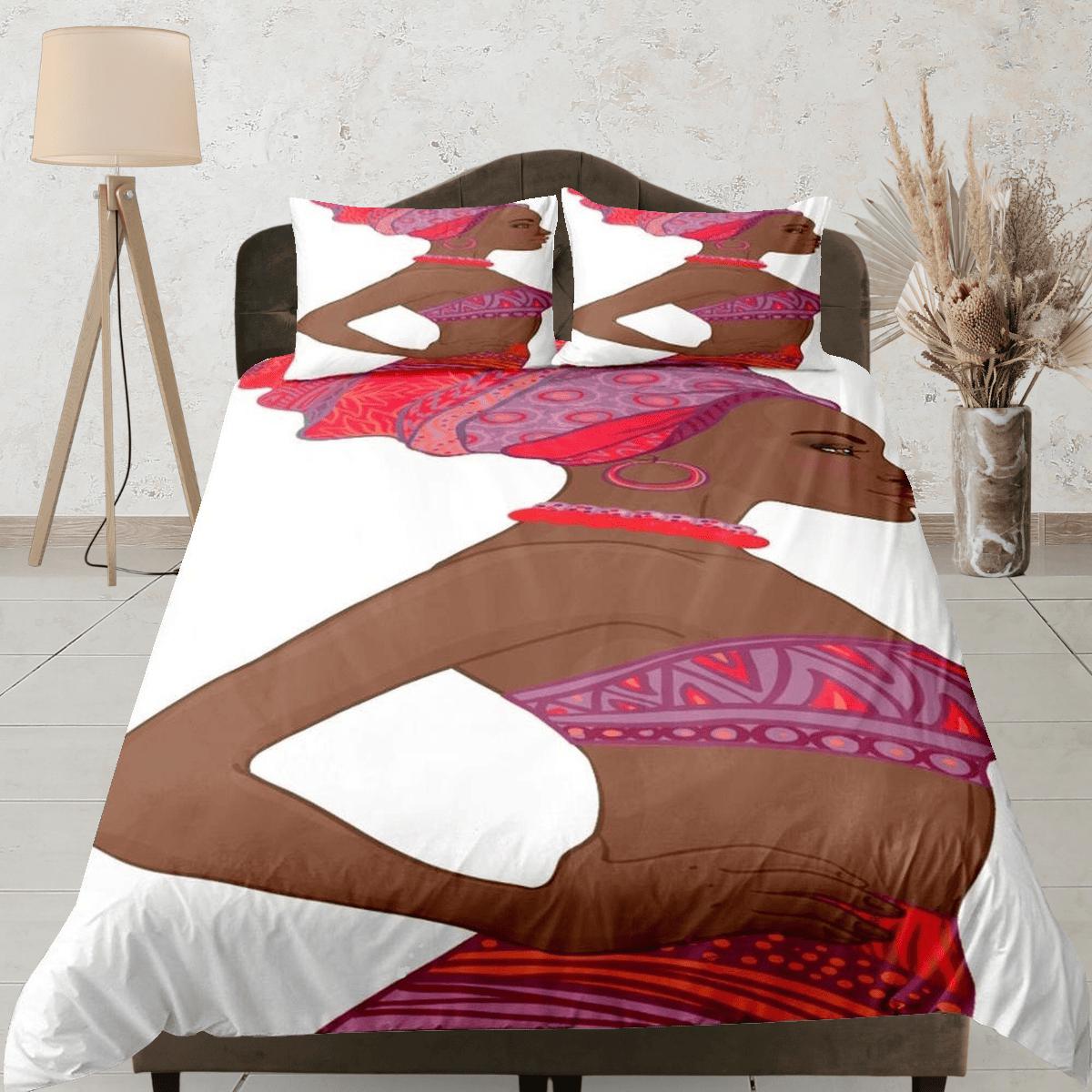daintyduvet Tribal african woman bedding set duvet cover, boho bedding set african ethnic designs, afrocentric designer bedding, south african gift