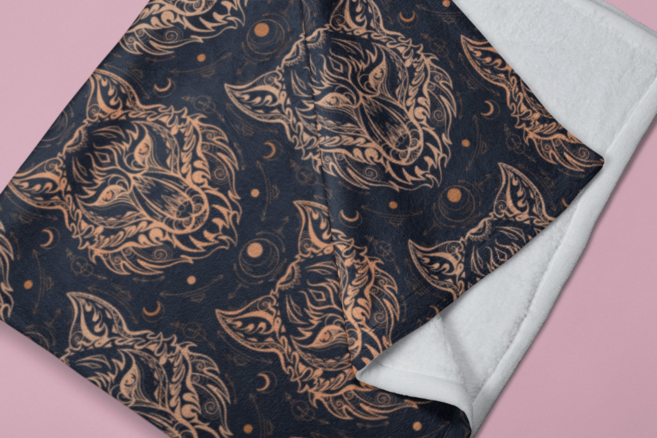 daintyduvet Tribal Wolf Black Soft Fluffy Velvet Flannel Fleece Throw Blanket