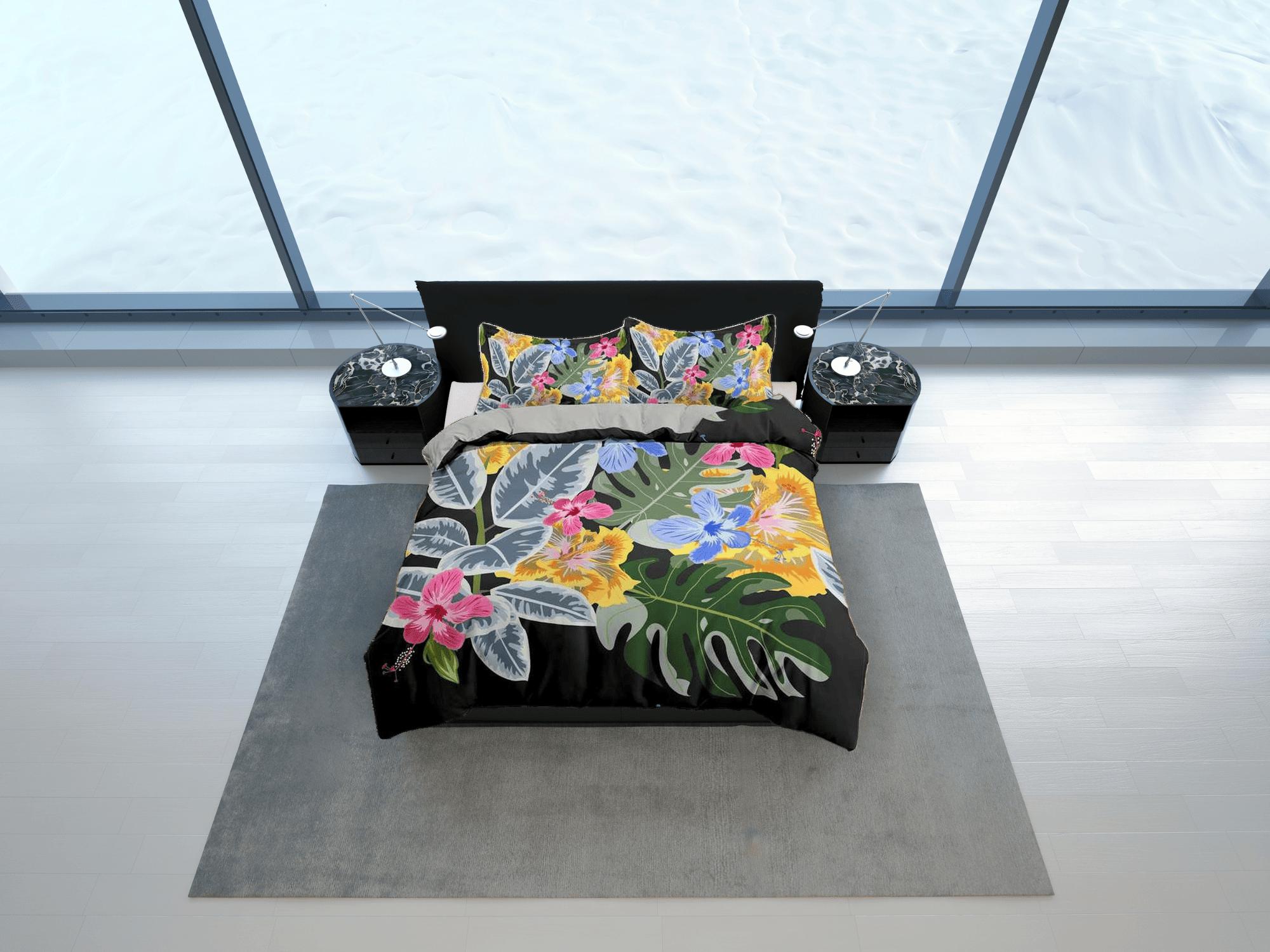 daintyduvet Tropical floral duvet cover colorful bedding, teen girl bedroom, baby girl crib bedding boho maximalist bedspread aesthetic bedding