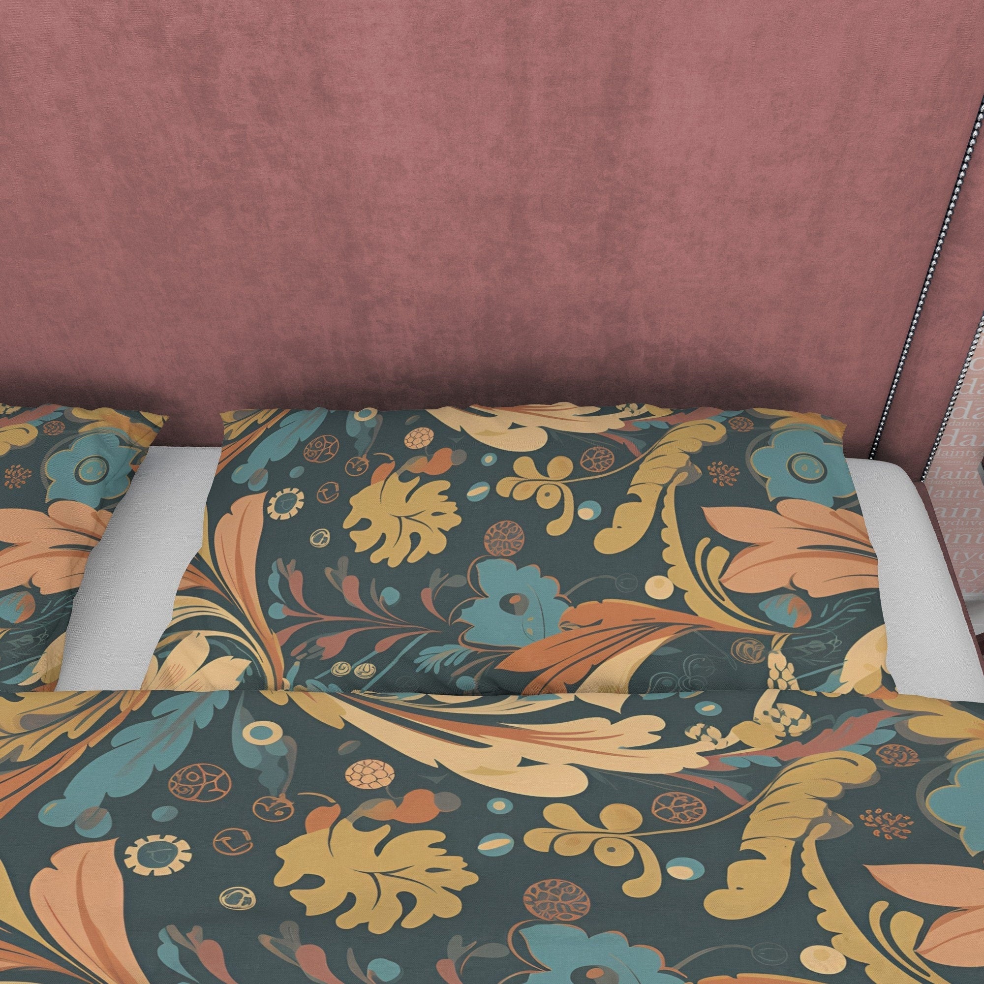 Unique Plant Boho Duvet Cover Retro Bedding, Tropical Leaf Quilt Cover, Seamless Pattern Bed Cover, Vintage Blanket Cover Zipper Bedding