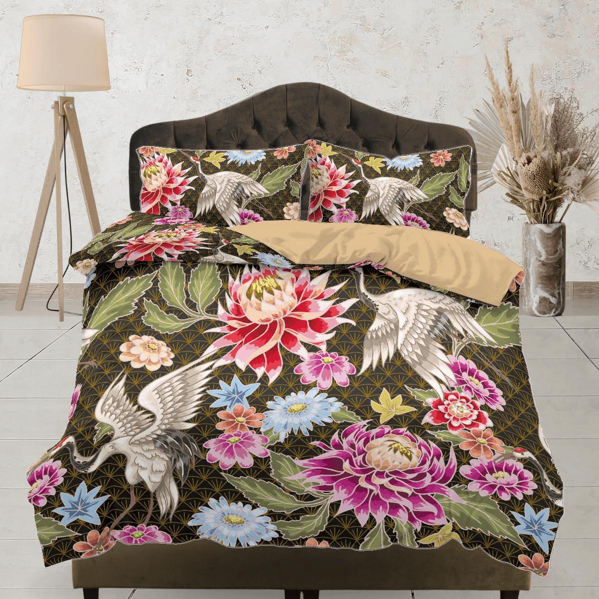 daintyduvet Vintage Floral Duvet Cover Set | Japanese Art Bedding Set with Pillow Cover Case