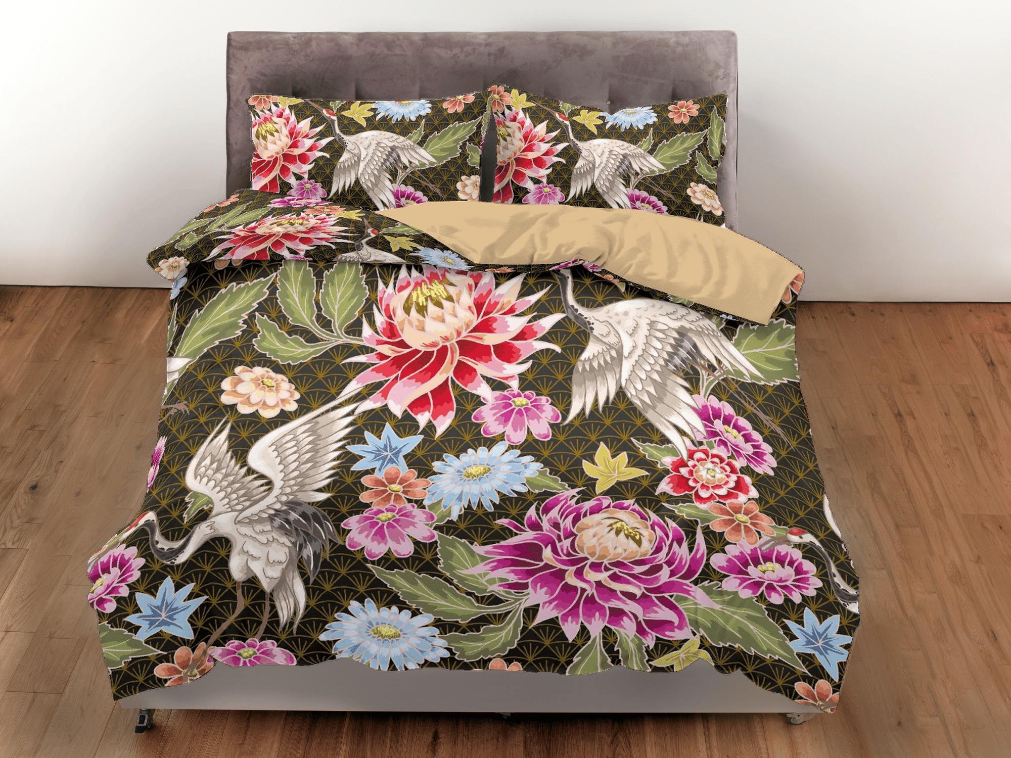 daintyduvet Vintage Floral Duvet Cover Set | Japanese Art Bedding Set with Pillow Cover Case