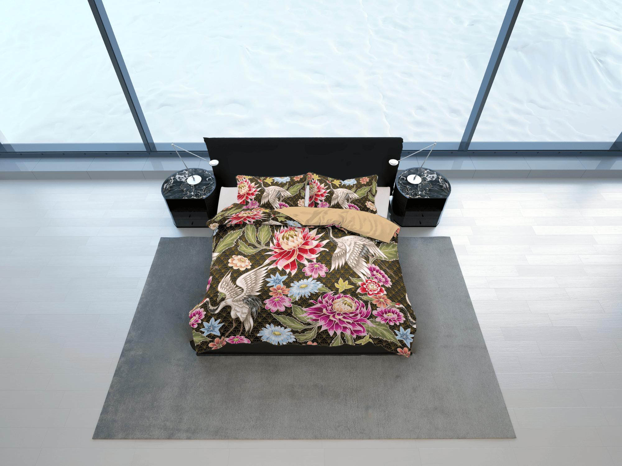 daintyduvet Vintage Floral Duvet Cover Set | Japanese Art Bedding Set with Pillow Cover Case