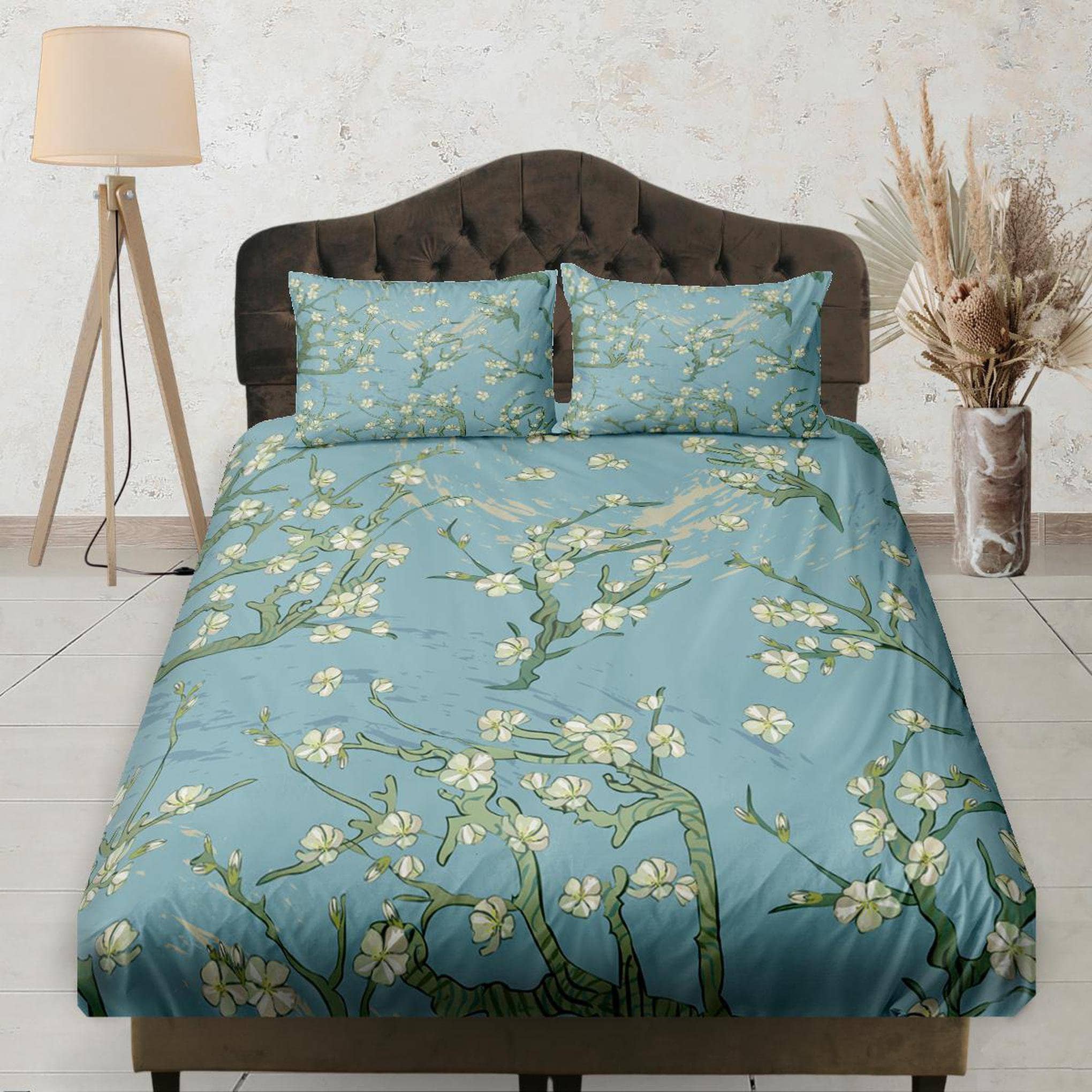 daintyduvet Vintage Style Botanical Fitted Sheet, Boho Bedding Set Full, Elastic Deep Pocket, Dorm Bedding, Crib Sheet, Shabby Chic Bedding, King, Queen