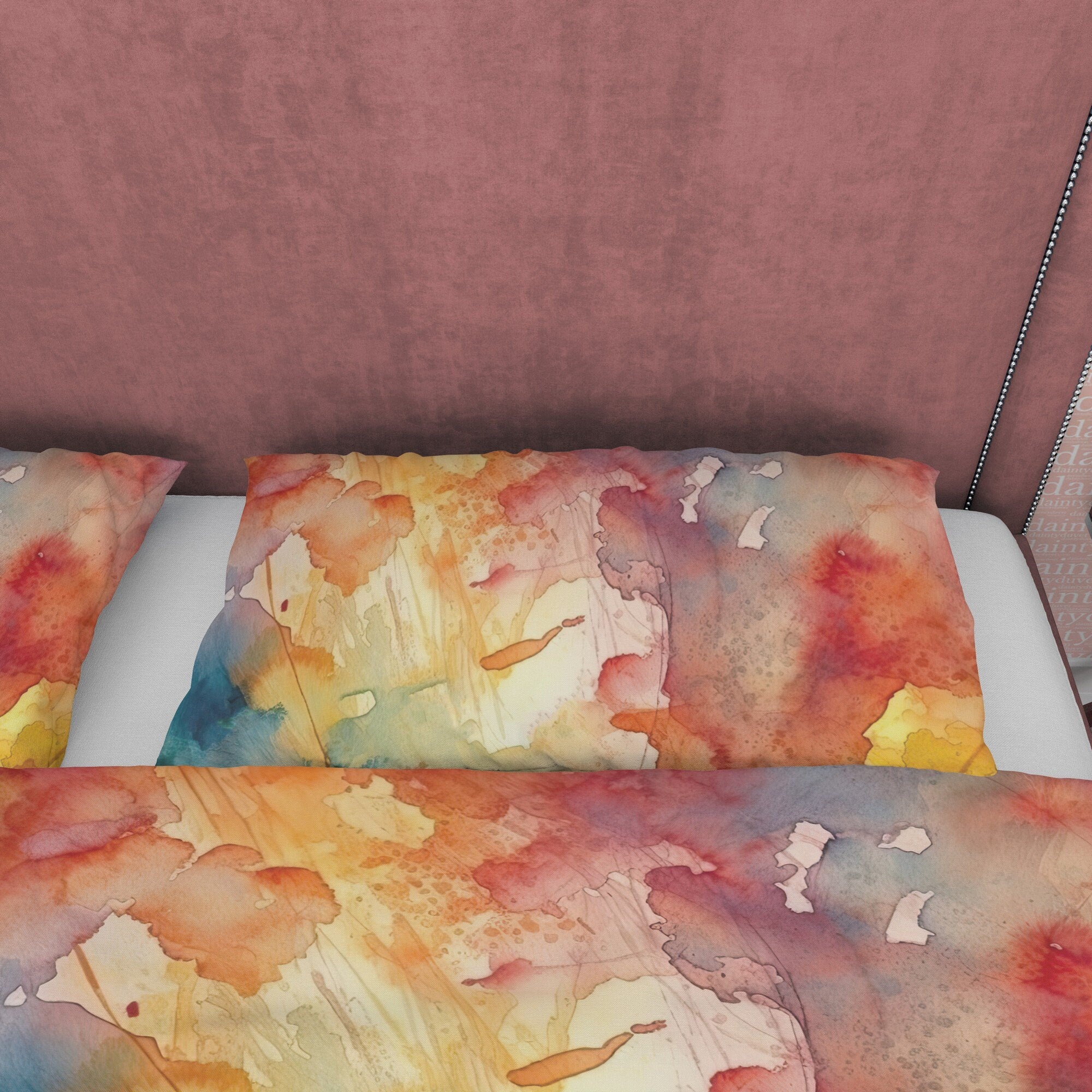 Watercolor Abstract Autumn Duvet Cover Fall Bedding Set, Neutral Color Painting Aesthetic Quilt Cover, Boho Bedspread, Printed Bed Cover