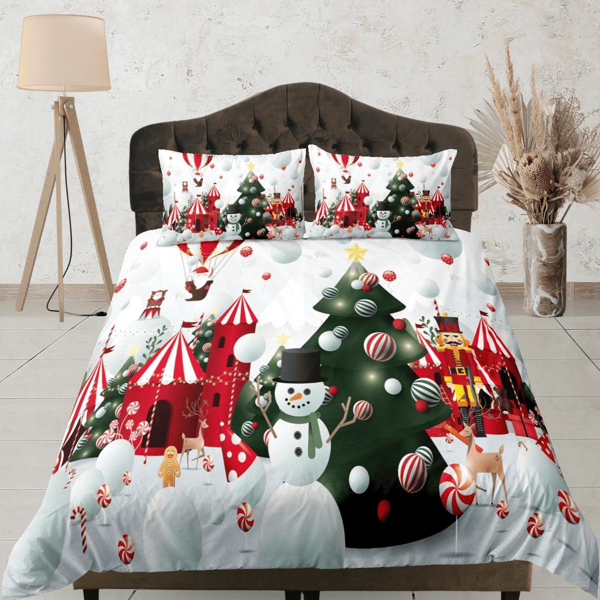 daintyduvet Winter Snowman Christmas bedding & pillowcase holiday gift duvet cover king queen full twin toddler bedding baby Christmas farmhouse decor