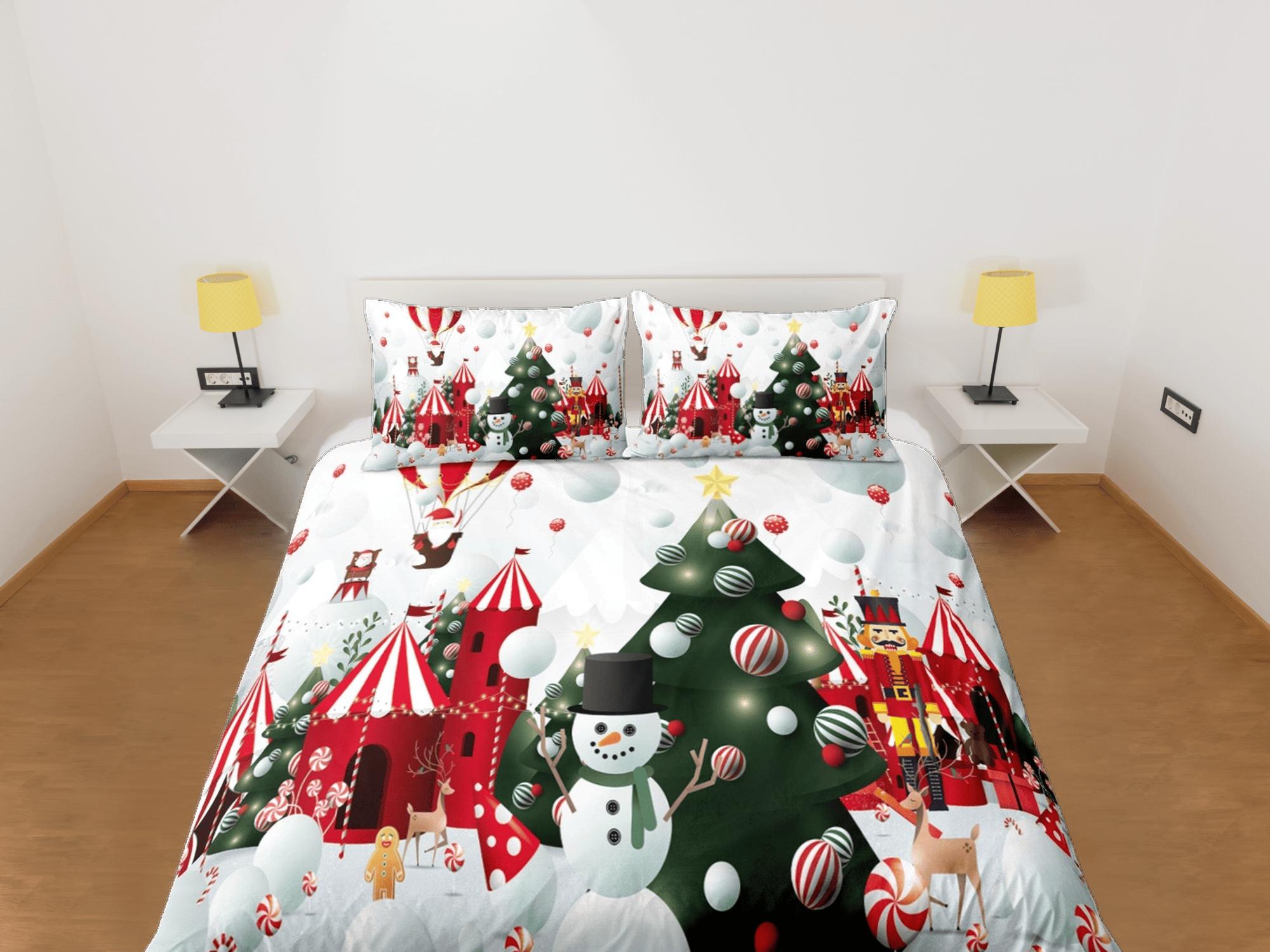 daintyduvet Winter Snowman Christmas bedding & pillowcase holiday gift duvet cover king queen full twin toddler bedding baby Christmas farmhouse decor