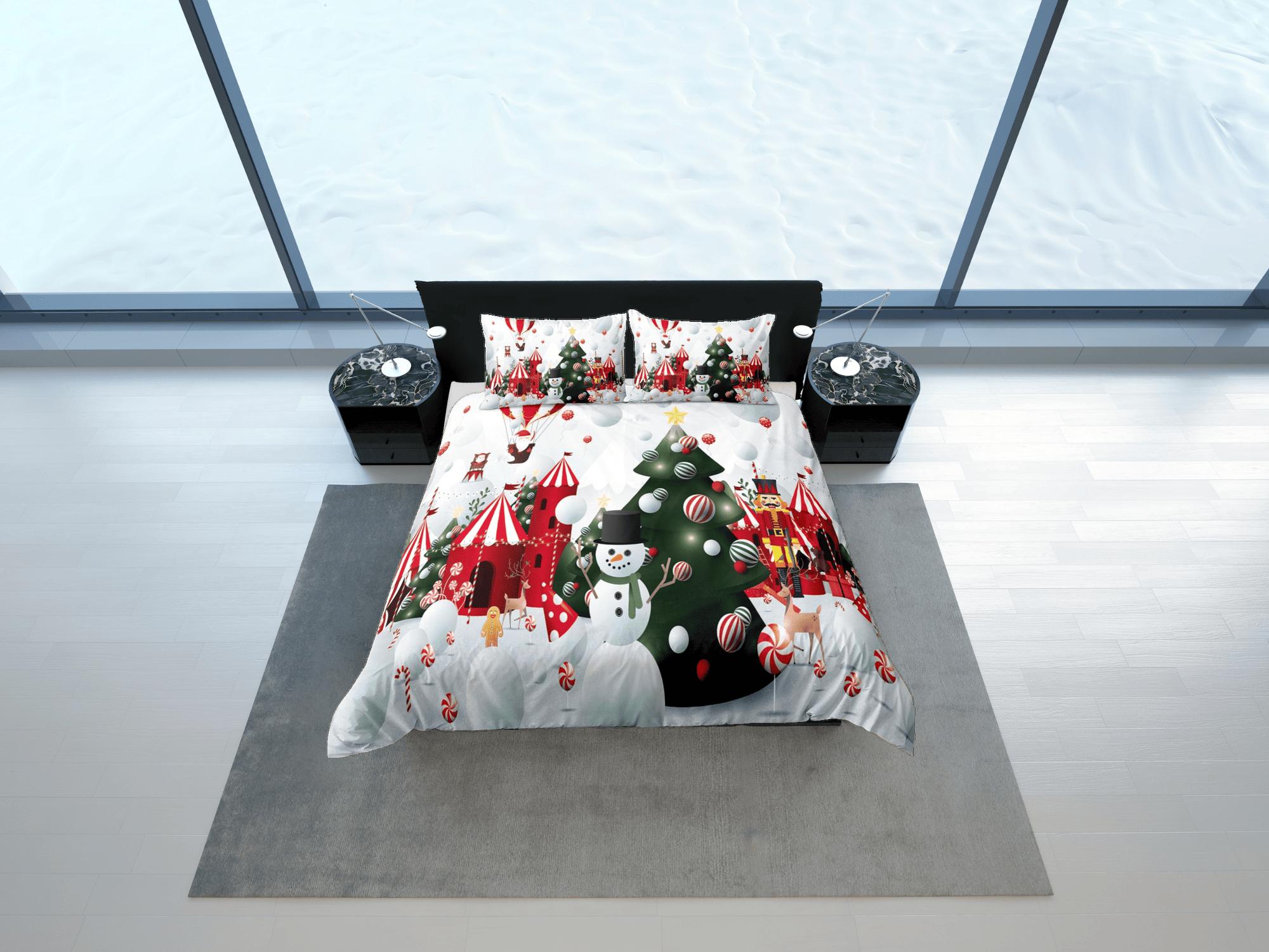 daintyduvet Winter Snowman Christmas bedding & pillowcase holiday gift duvet cover king queen full twin toddler bedding baby Christmas farmhouse decor