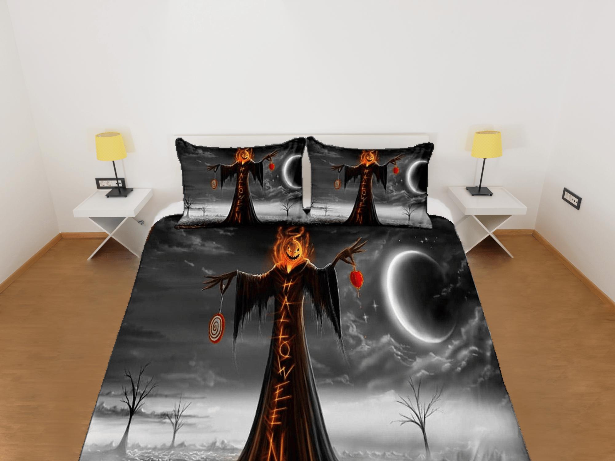 daintyduvet Witchy pumpkin halloween bedding & pillowcase, gothic duvet cover, dorm bedding, goth decor toddler bedding, halloween gift