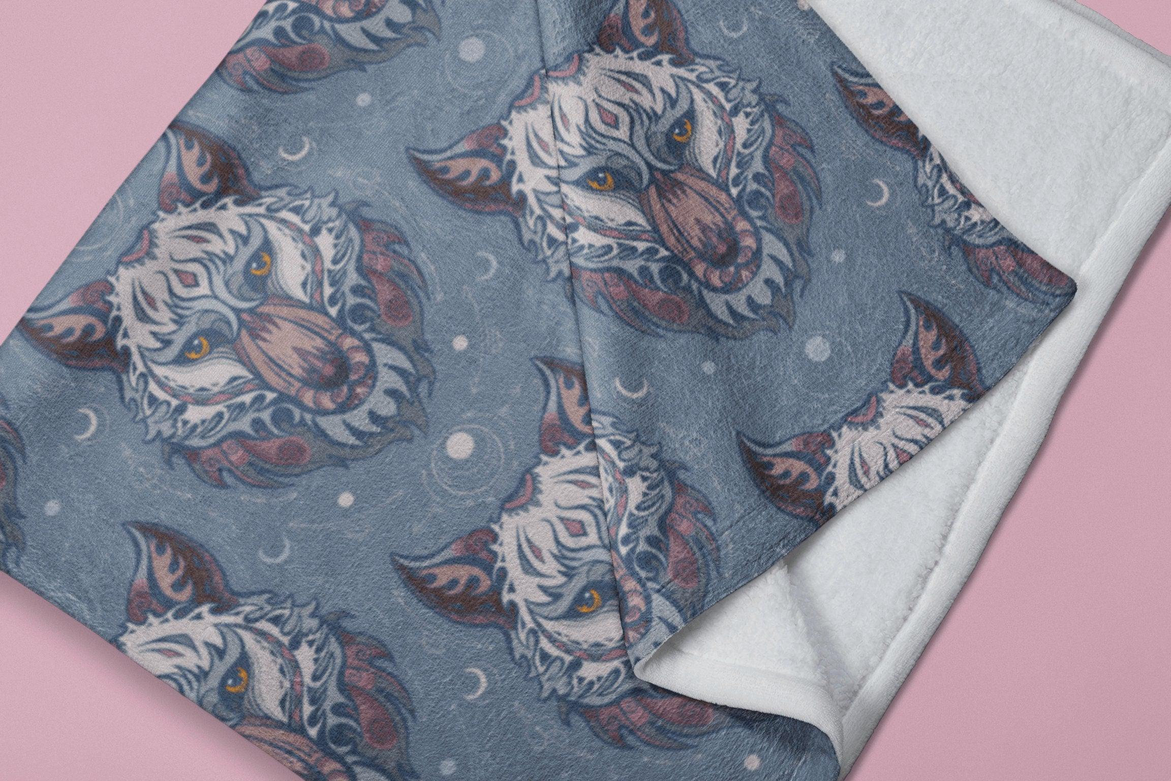 daintyduvet Wolf Blue Grey Soft Fluffy Velvet Flannel Fleece Throw Blanket