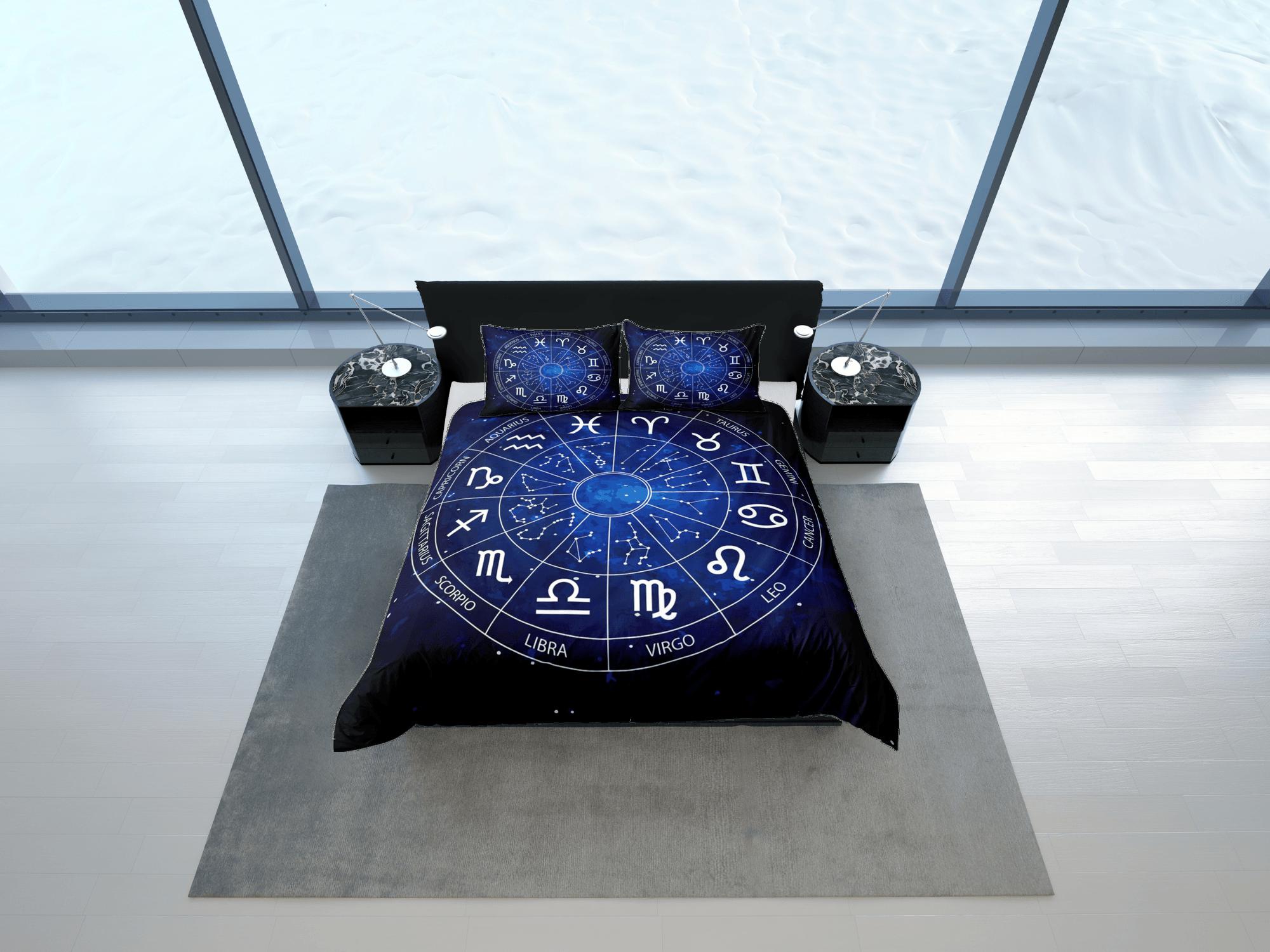 daintyduvet Zodiac signs celestial bedding, witchy decor dorm bedding, aesthetic duvet cover blue, boho bedding set full king queen, astrology gifts