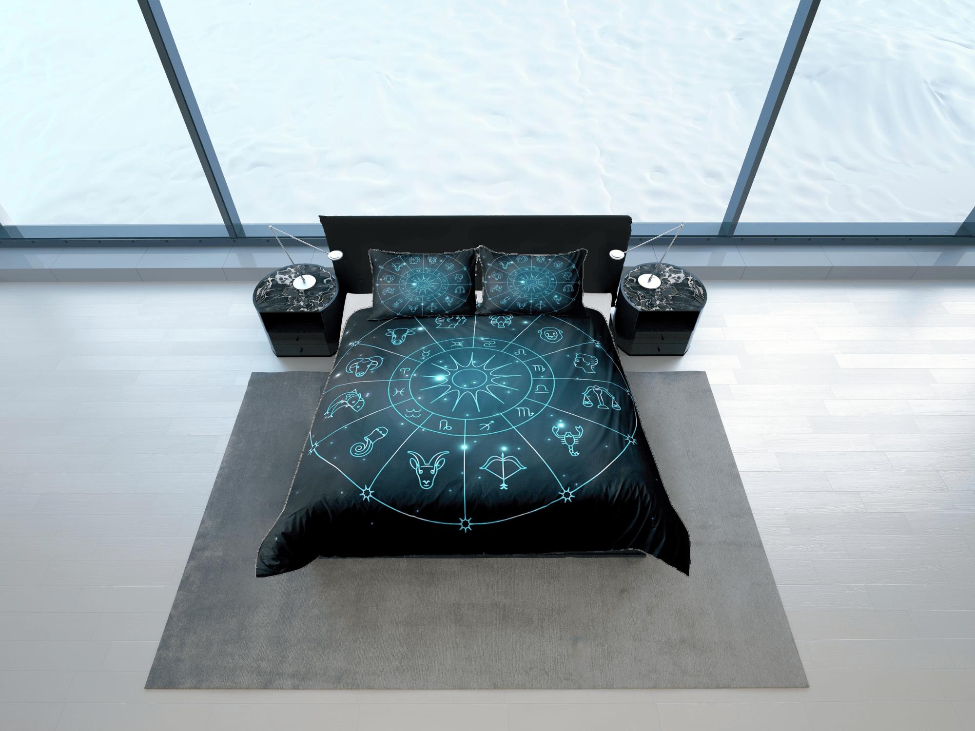 daintyduvet Zodiac signs celestial bedding, witchy decor dorm bedding, aesthetic duvet cover green, boho bedding set full king queen, astrology gifts
