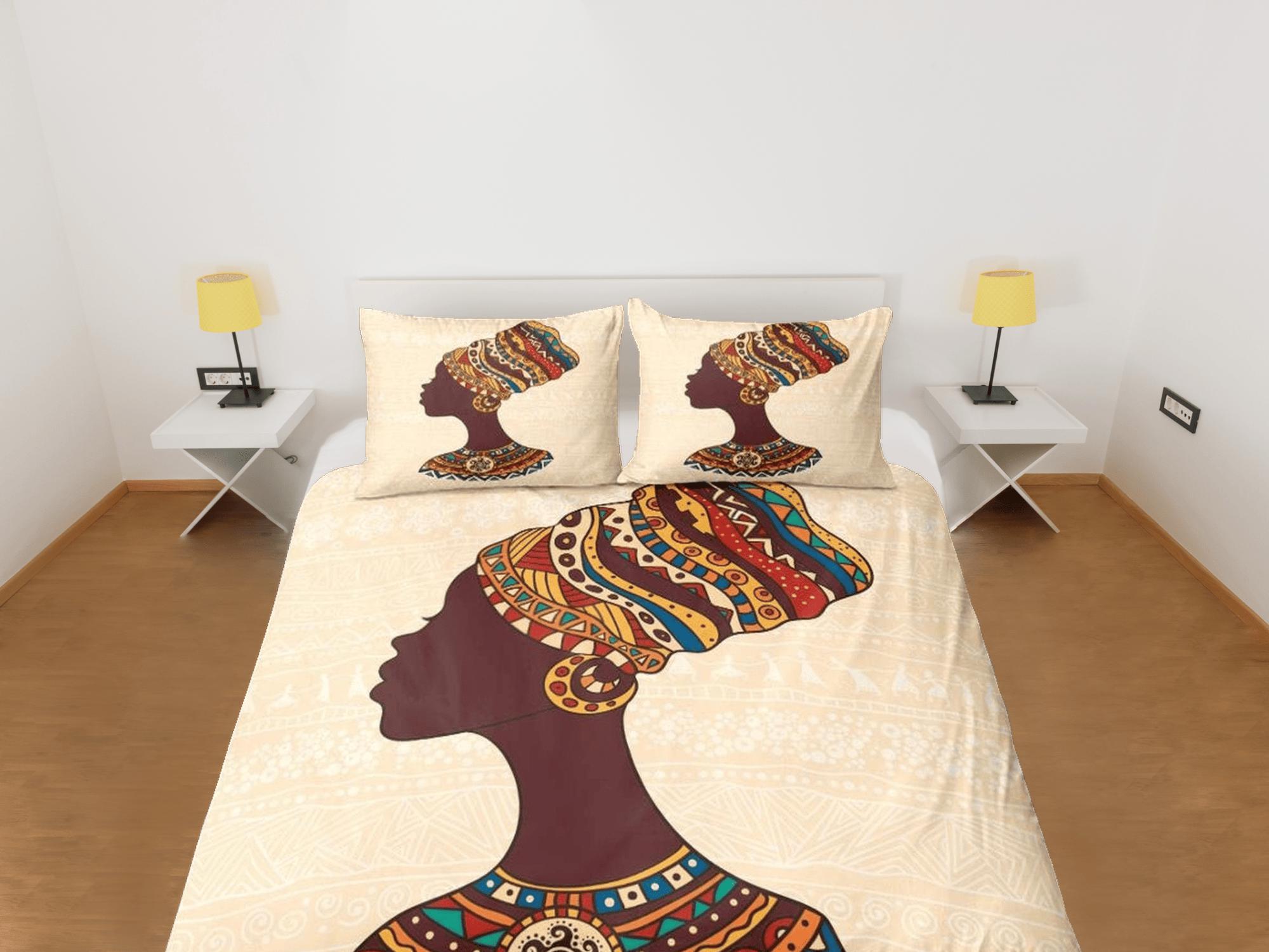 daintyduvet African black woman bedding set duvet cover, boho bedding, african ethnic tribal designs, afrocentric designer bedding, south african gift