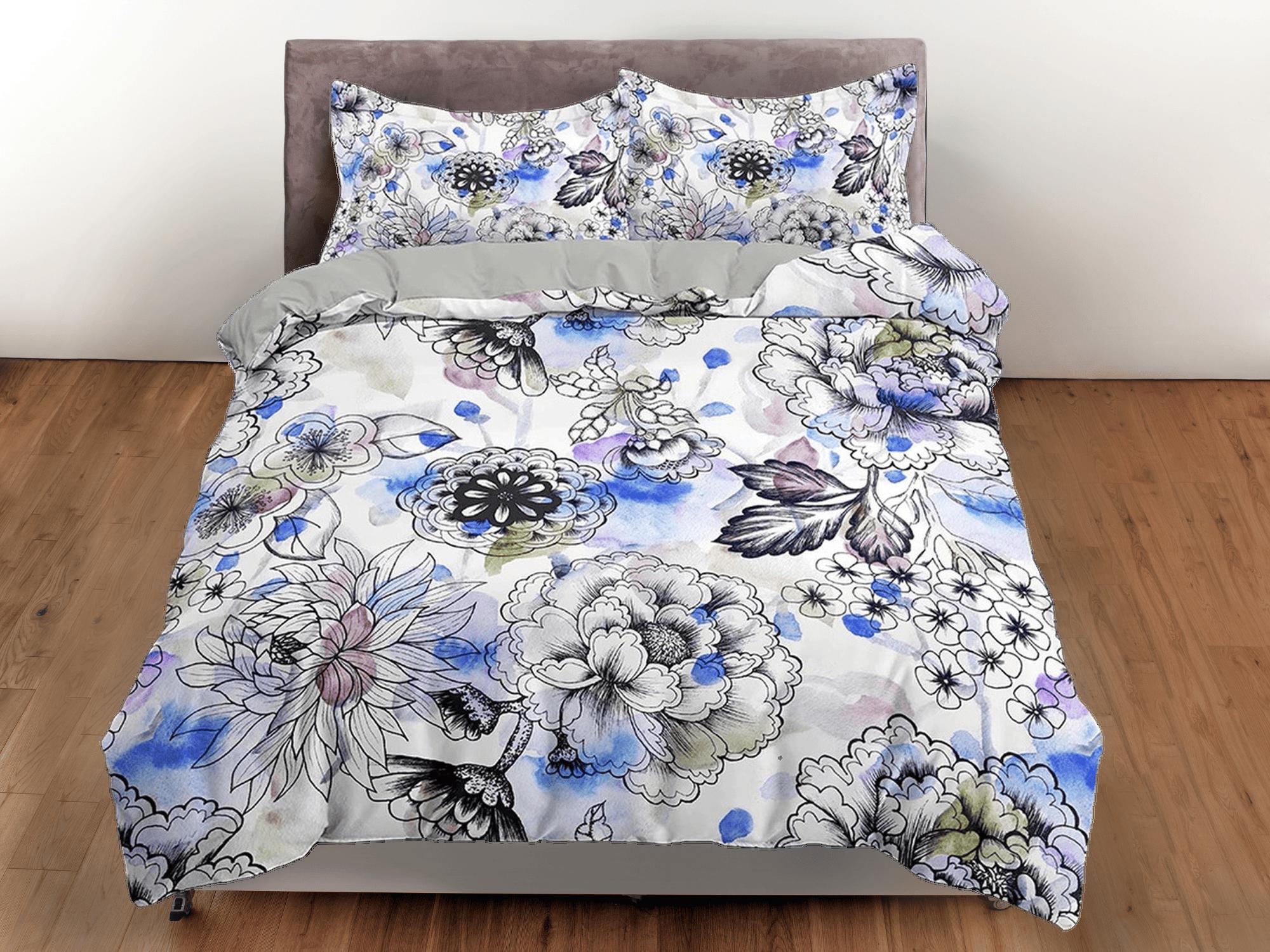 daintyduvet Artistic floral duvet cover colorful bedding, teen girl bedroom, baby girl crib bedding boho maximalist bedspread aesthetic bedding
