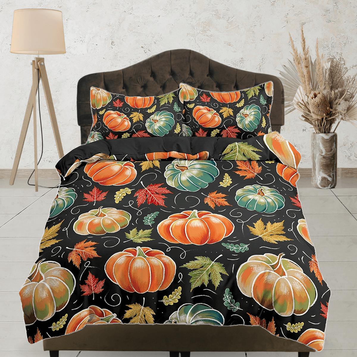 daintyduvet Autumn vintage halloween full size bedding & pillowcase, duvet cover set dorm bedding, halloween decor, shabby chic bedding, halloween gift