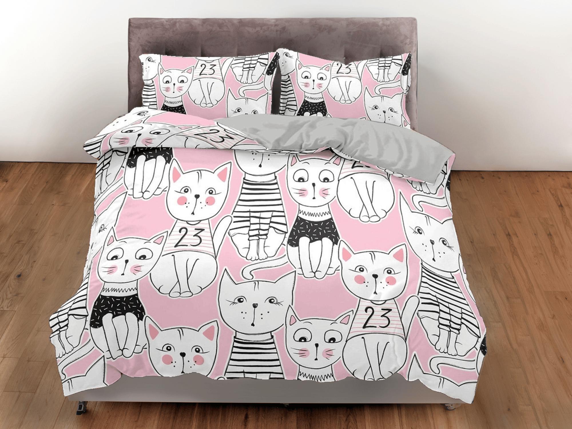 daintyduvet Awkward funny cat bedding, toddler bedding, kids duvet cover set, gift for cat lovers, baby bedding, baby shower gift, pink bedding