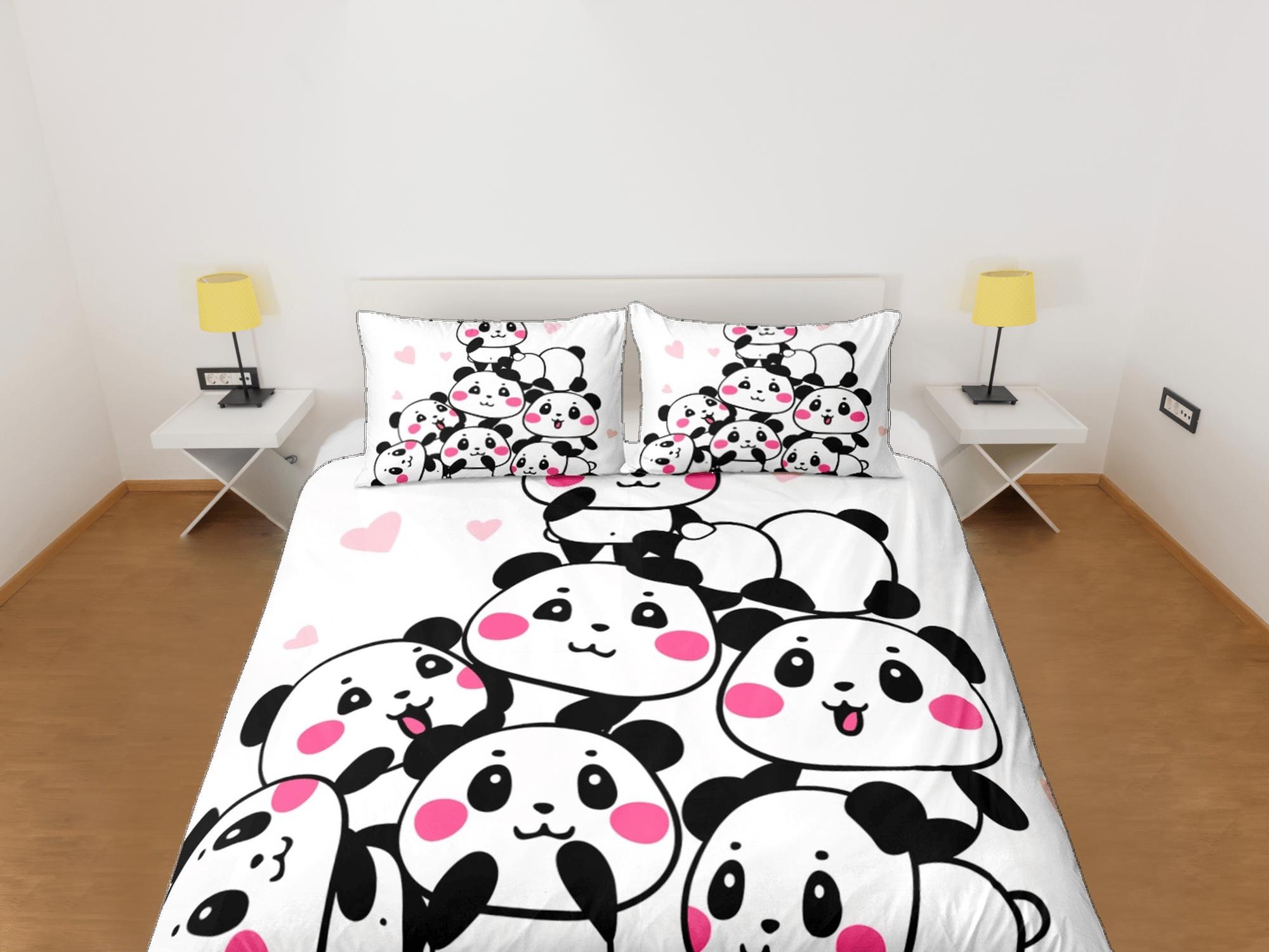 daintyduvet Baby panda club duvet cover for kids, bedding set full, king, queen, dorm bedding, toddler bedding, aesthetic bedspread, panda lovers gift