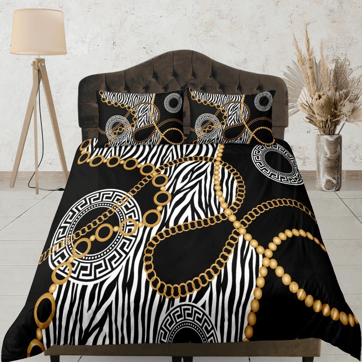 daintyduvet Baroque Black Luxury Duvet Cover Set Aesthetic Bedding Set Full Victorian Decor