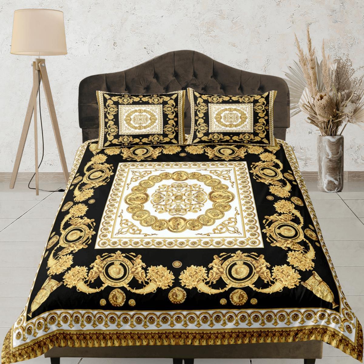 daintyduvet Baroque Gold Luxury Duvet Cover Set Aesthetic Bedding Set Full Victorian Decor,
