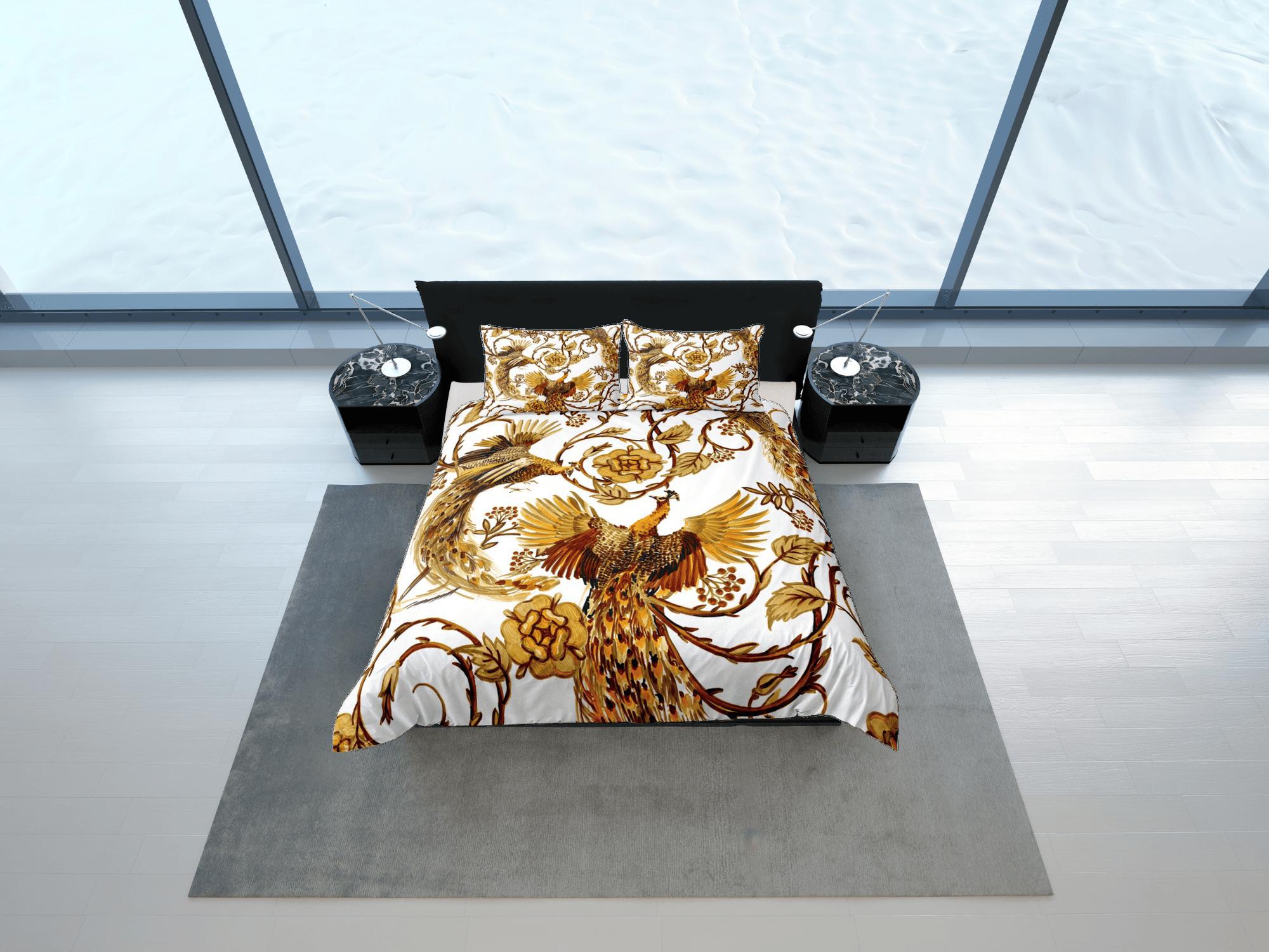 daintyduvet Baroque Golden Bird Luxury Duvet Cover Set Aesthetic Bedding Set Full Victorian Decor