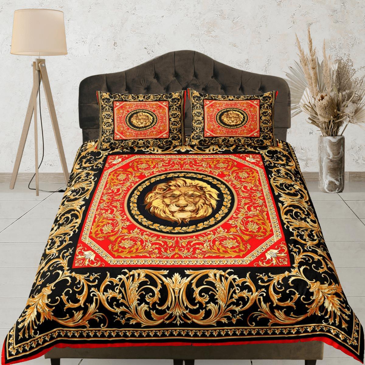 daintyduvet Baroque Lion Luxury Duvet Cover Set Aesthetic Bedding Set Full Victorian Decor,