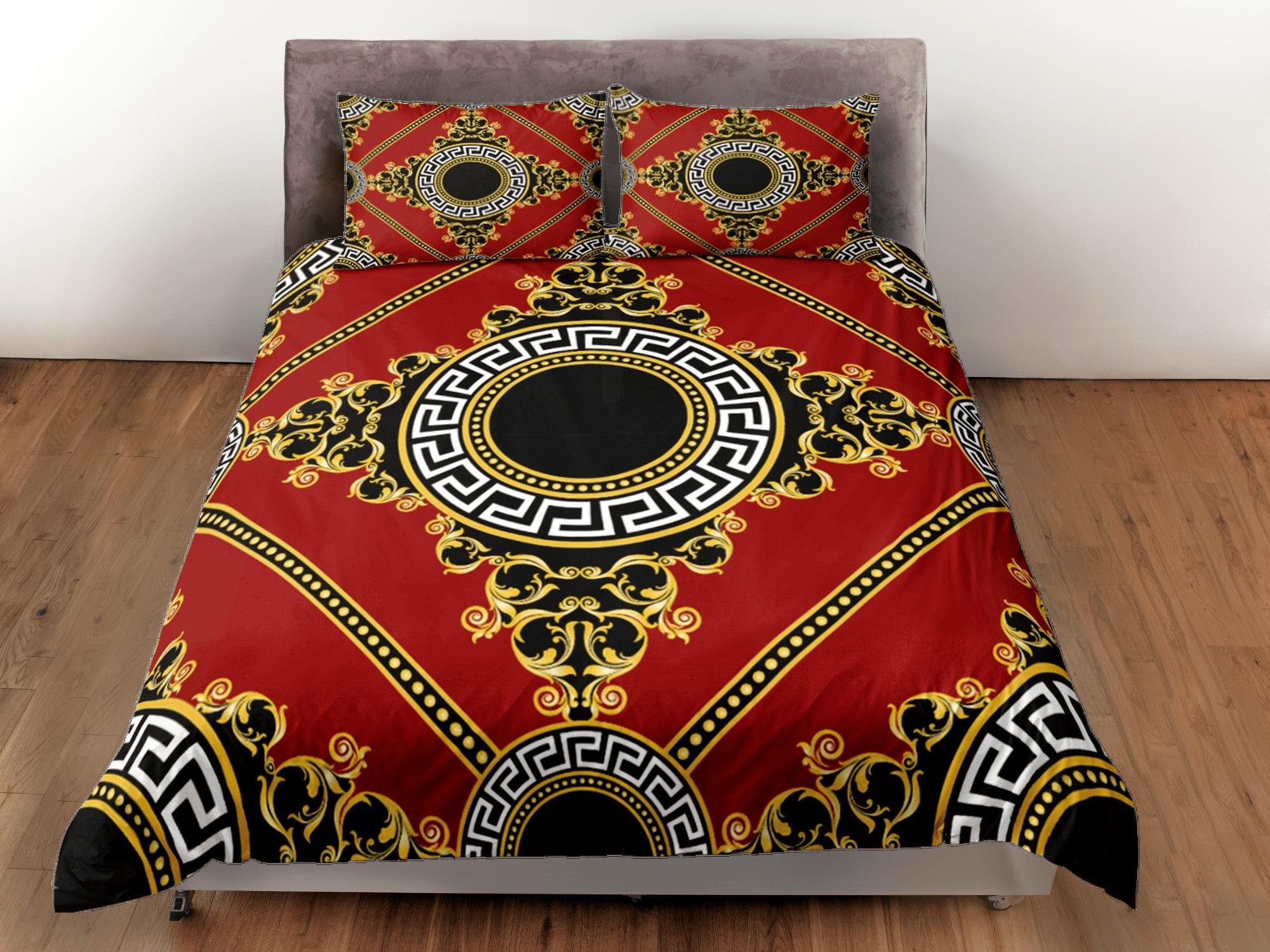 daintyduvet Baroque Red Luxury Duvet Cover Set Aesthetic Bedding Set Full Victorian Decor,