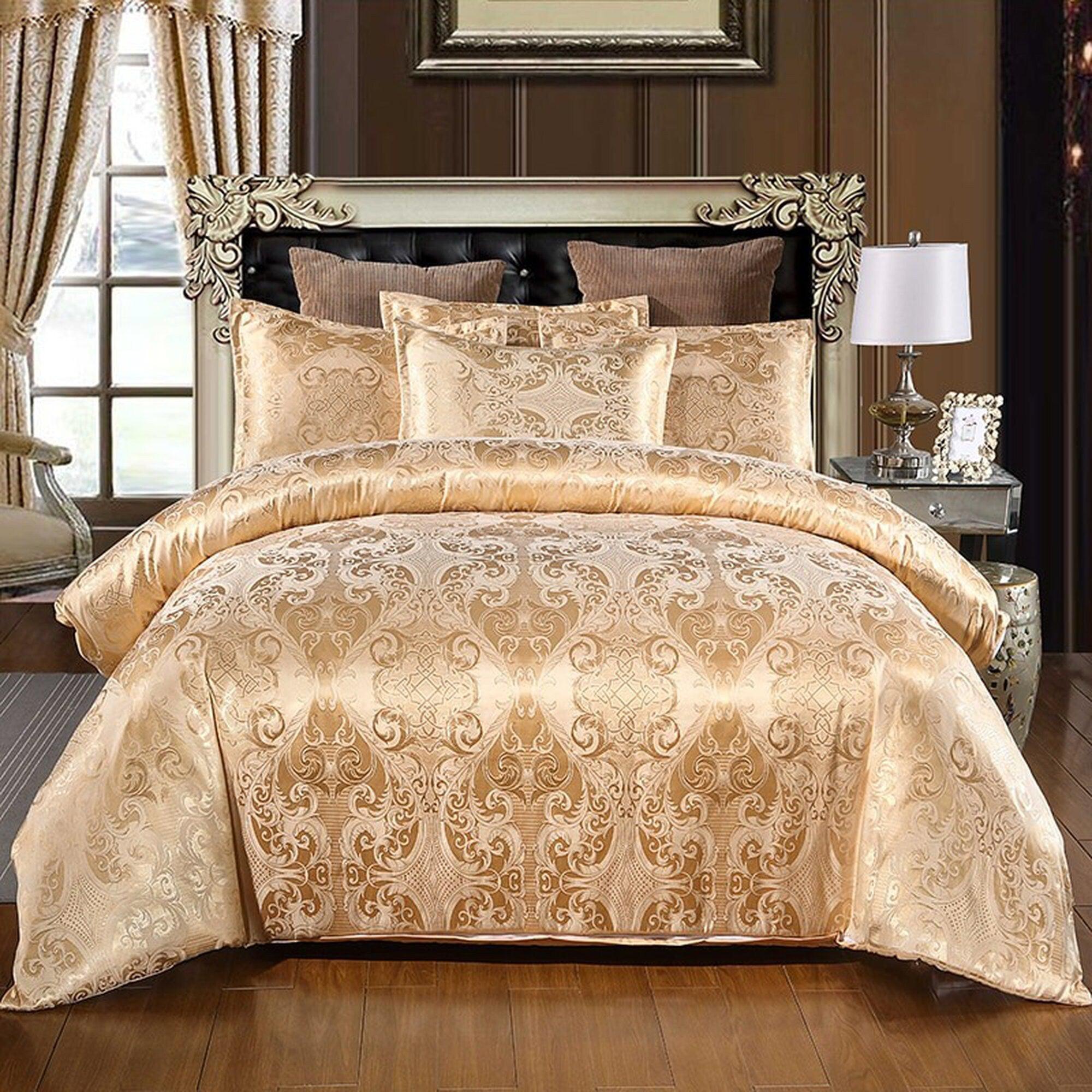 daintyduvet Beige Luxury Bedding made with Silky Jacquard Fabric, Damask Duvet Cover Set, Designer Bedding, Aesthetic Duvet King Queen Full Twin