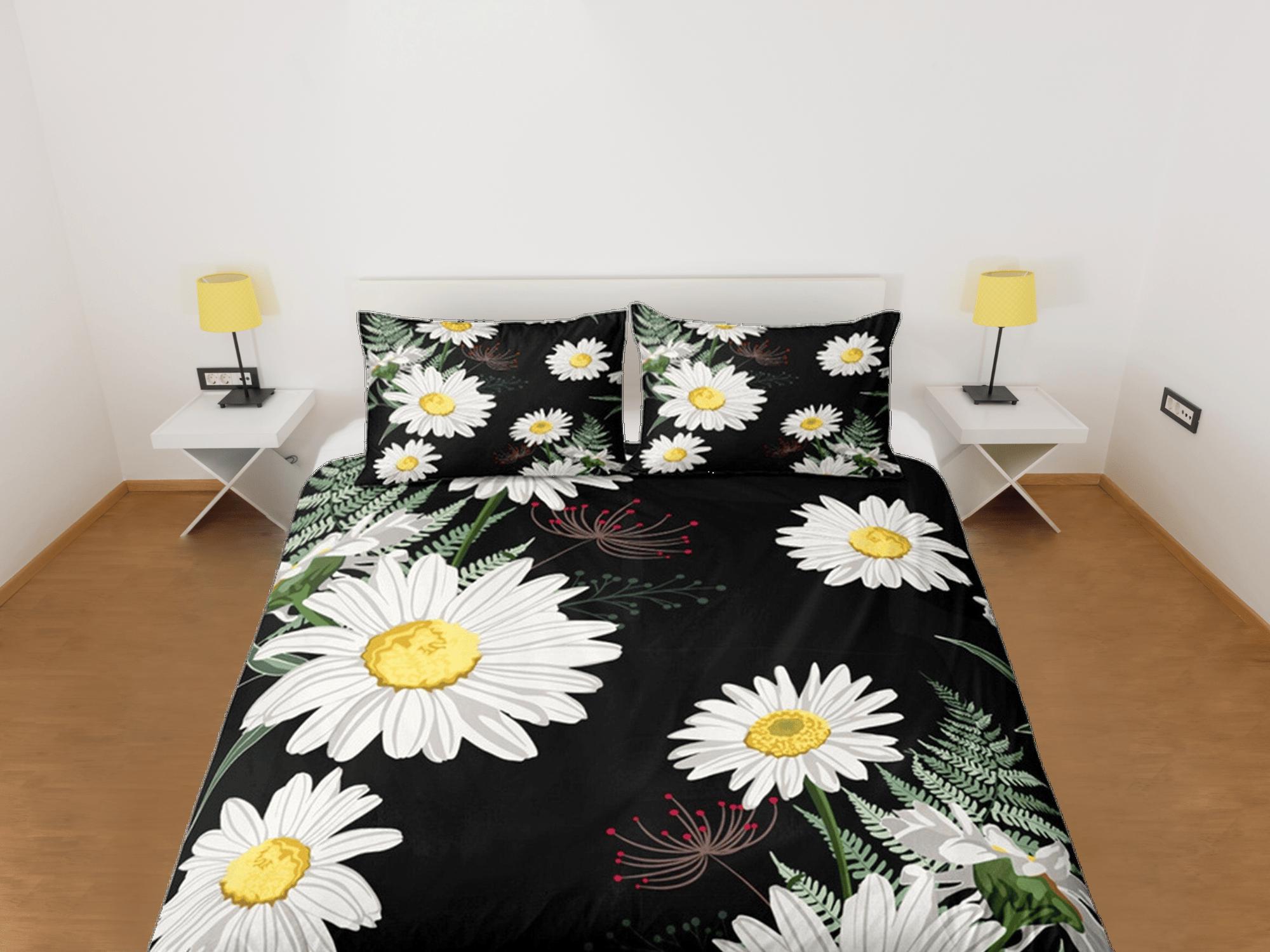 daintyduvet Black Duvet Cover Set Bedspread Dorm Bedding Set White Daisy