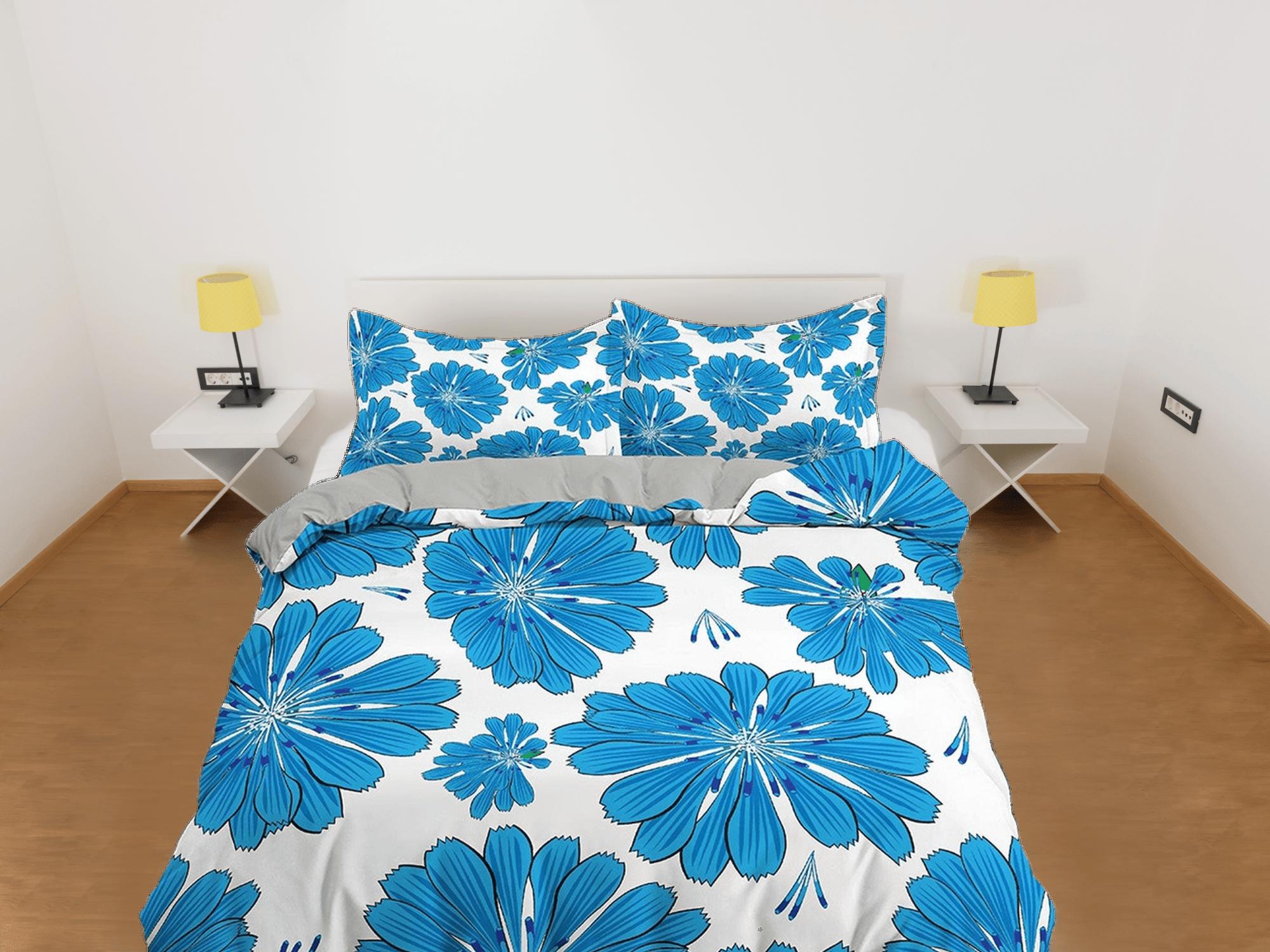 daintyduvet Blue floral duvet cover colorful bedding, teen girl bedroom, baby girl crib bedding boho maximalist bedspread aesthetic bedding