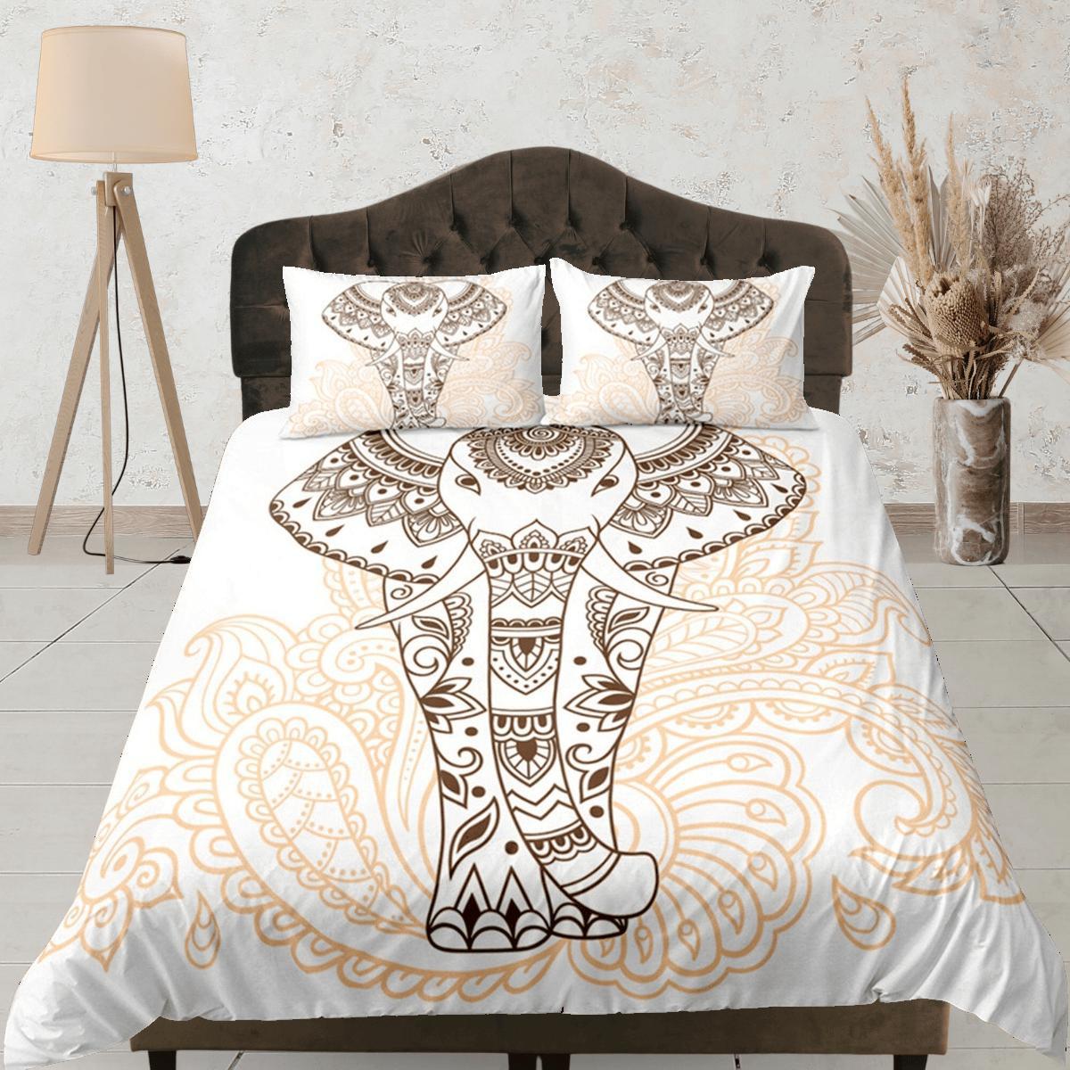daintyduvet Bohemian Elephant Duvet Cover Set Boho Bedding, Dorm Bedding with Pillowcase