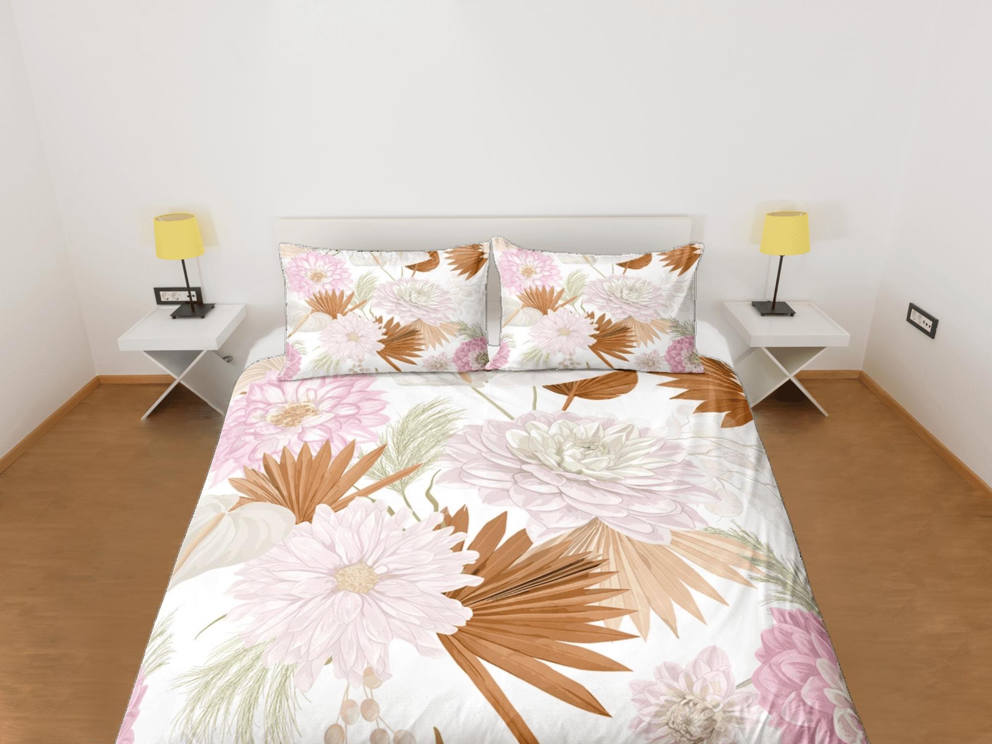daintyduvet Bohemian pink floral duvet cover colorful bedding, teen girl bedroom, baby girl crib bedding boho maximalist bedspread aesthetic bedding