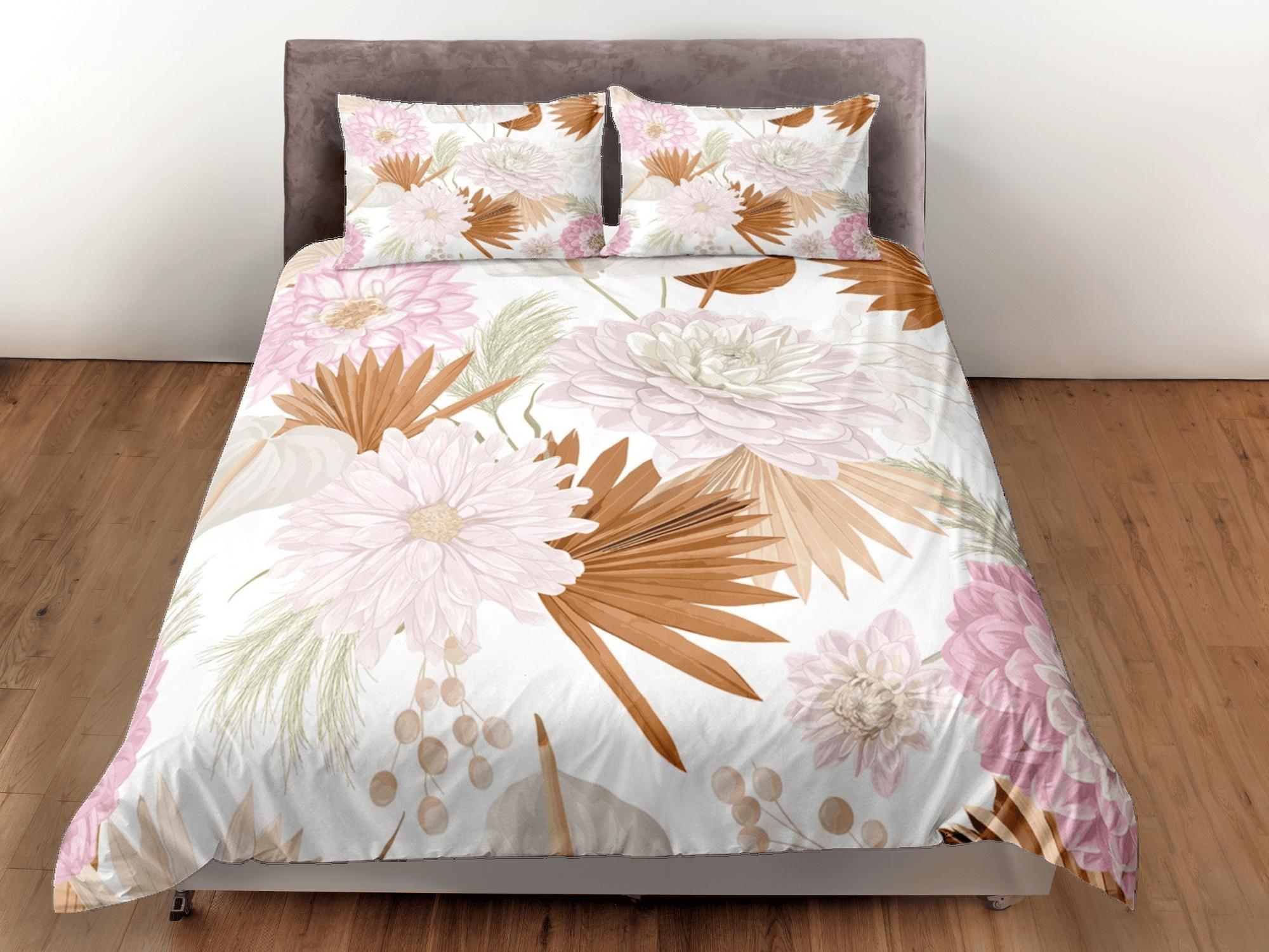 daintyduvet Bohemian pink floral duvet cover colorful bedding, teen girl bedroom, baby girl crib bedding boho maximalist bedspread aesthetic bedding