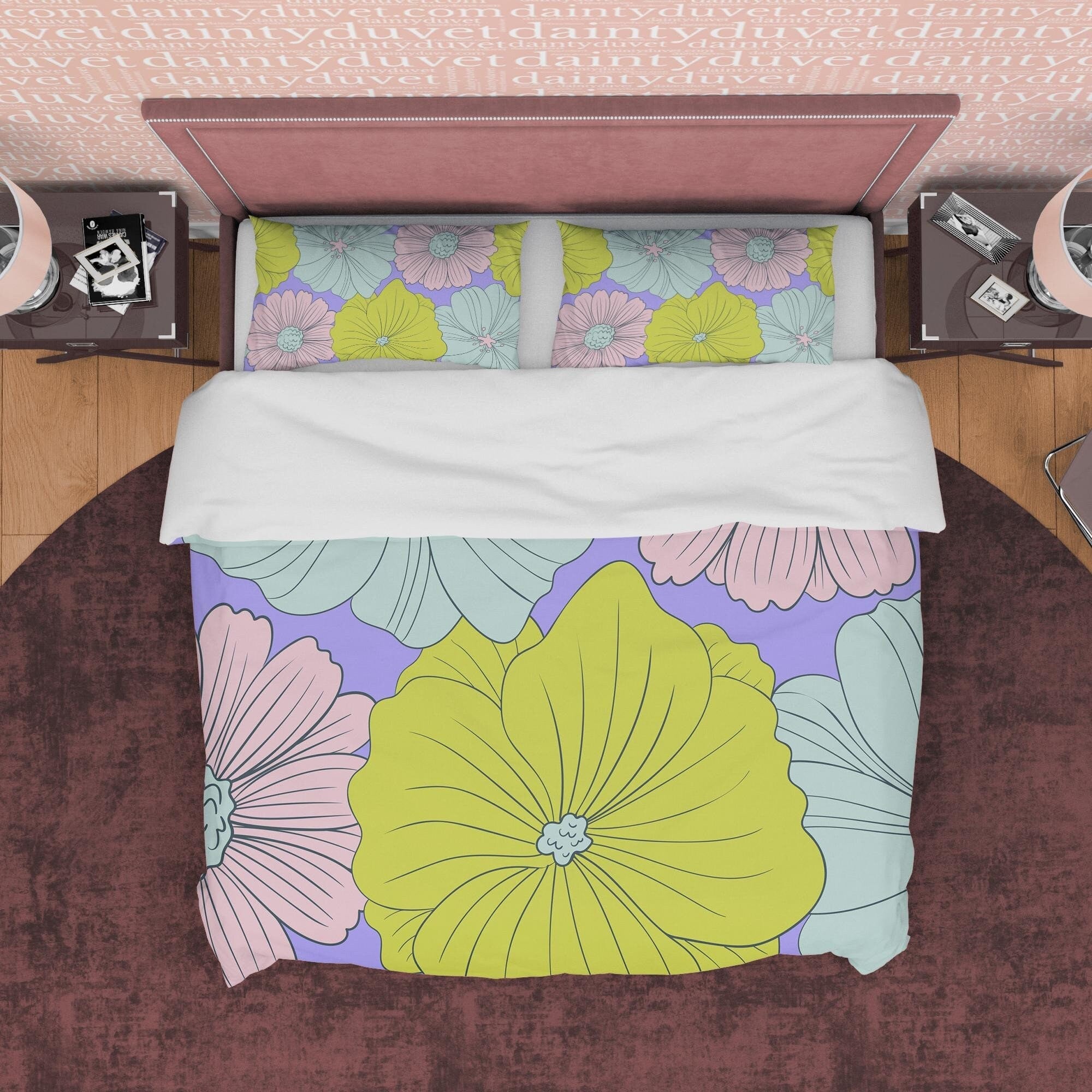 Boho Summer Floral Bedding Colorful Duvet Cover Bohemian Bedspread, Flower Quilt Cover, Aesthetic Bedspread, Bright Colors Unique Room Decor