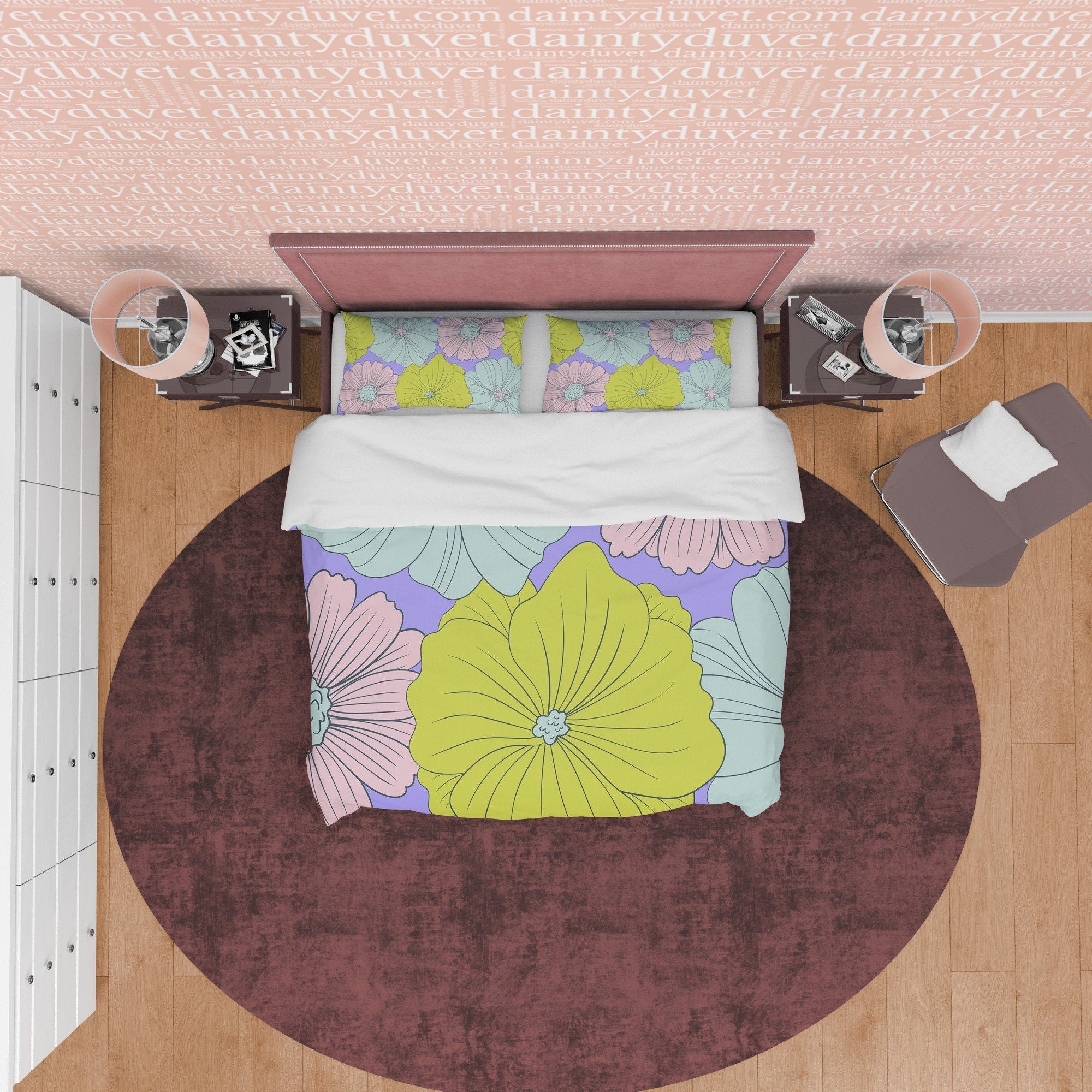 Boho Summer Floral Bedding Colorful Duvet Cover Bohemian Bedspread, Flower Quilt Cover, Aesthetic Bedspread, Bright Colors Unique Room Decor