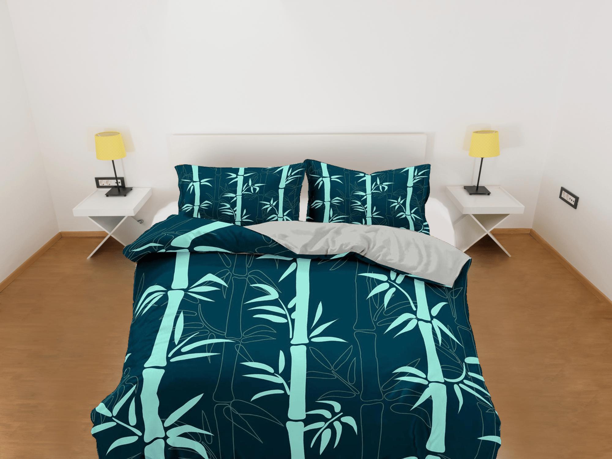 daintyduvet Botanical Duvet Cover Set Lucky Bamboo, Green Bedspread Dorm Bedding Set
