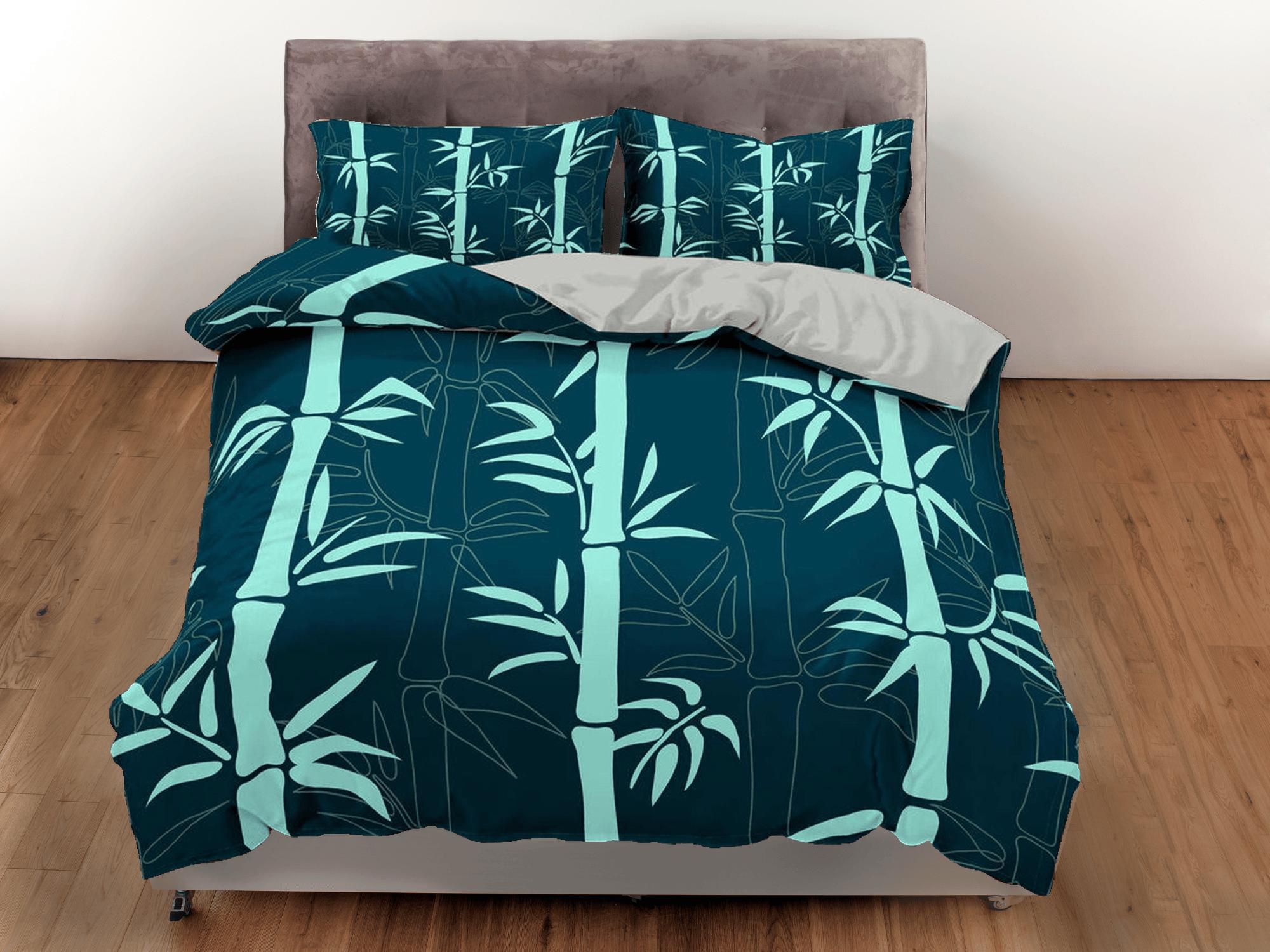 daintyduvet Botanical Duvet Cover Set Lucky Bamboo, Green Bedspread Dorm Bedding Set