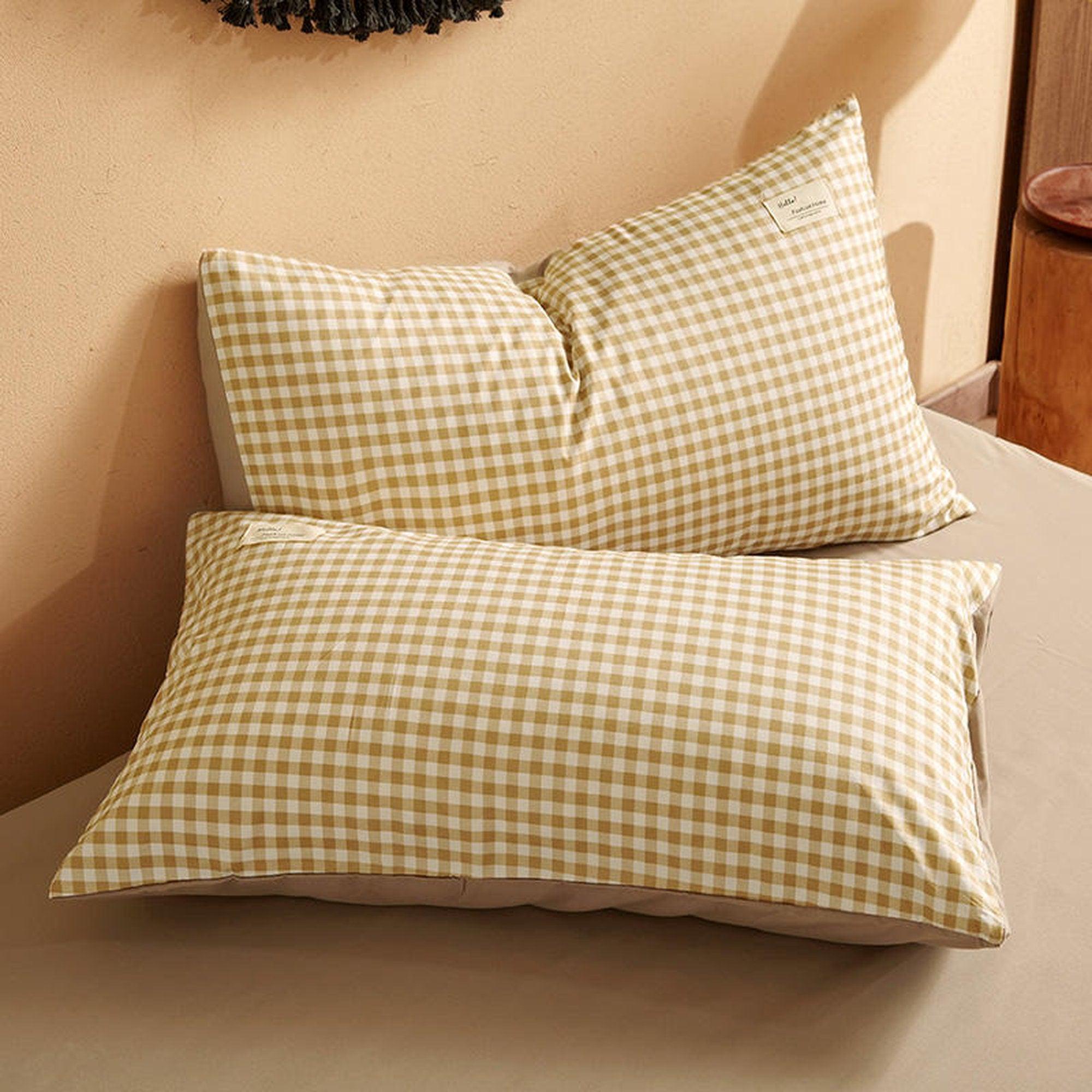 daintyduvet Buffalo Plaid Duvet Cover Set Beige Plaid Bedding Set Mattress Cover Checkered Pastel Bedding