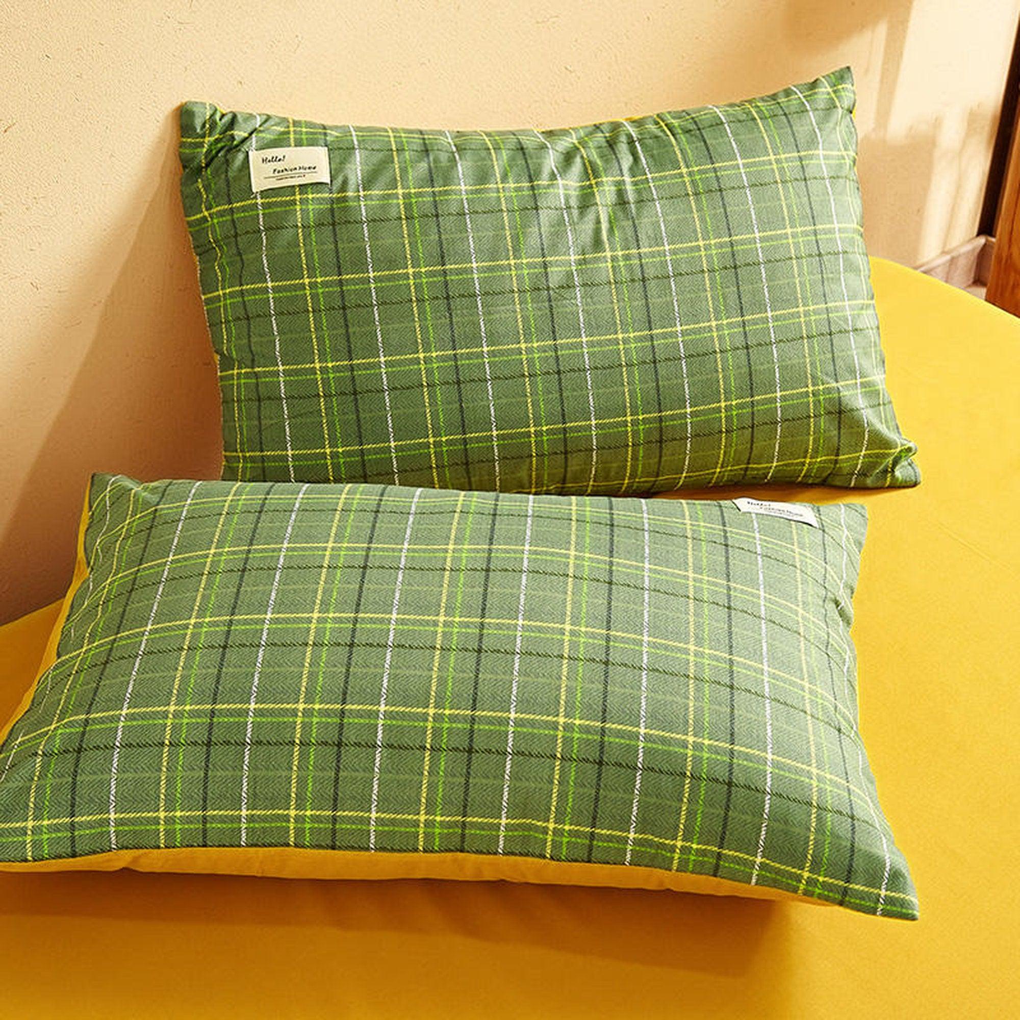 daintyduvet Buffalo Plaid Duvet Cover Set Green Plaid Bedding Set Mattress Cover Checkered Pastel Bedding