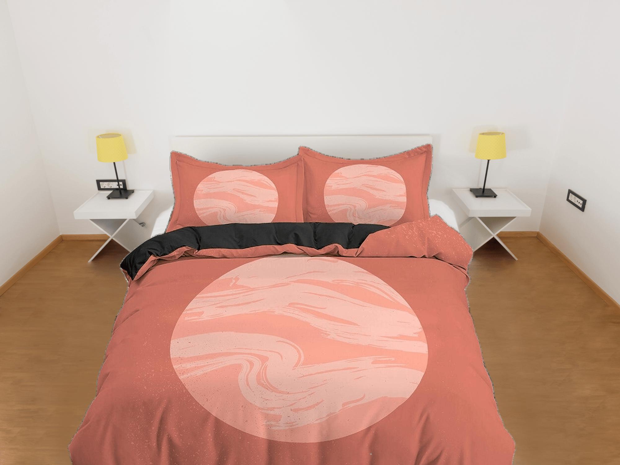 daintyduvet Burnt Orange Bedding with Moon Design Gradient Colors, Minimalist Duvet Cover Set, Dorm Bedding, Aesthetic Duvet King Queen Full Twin Single