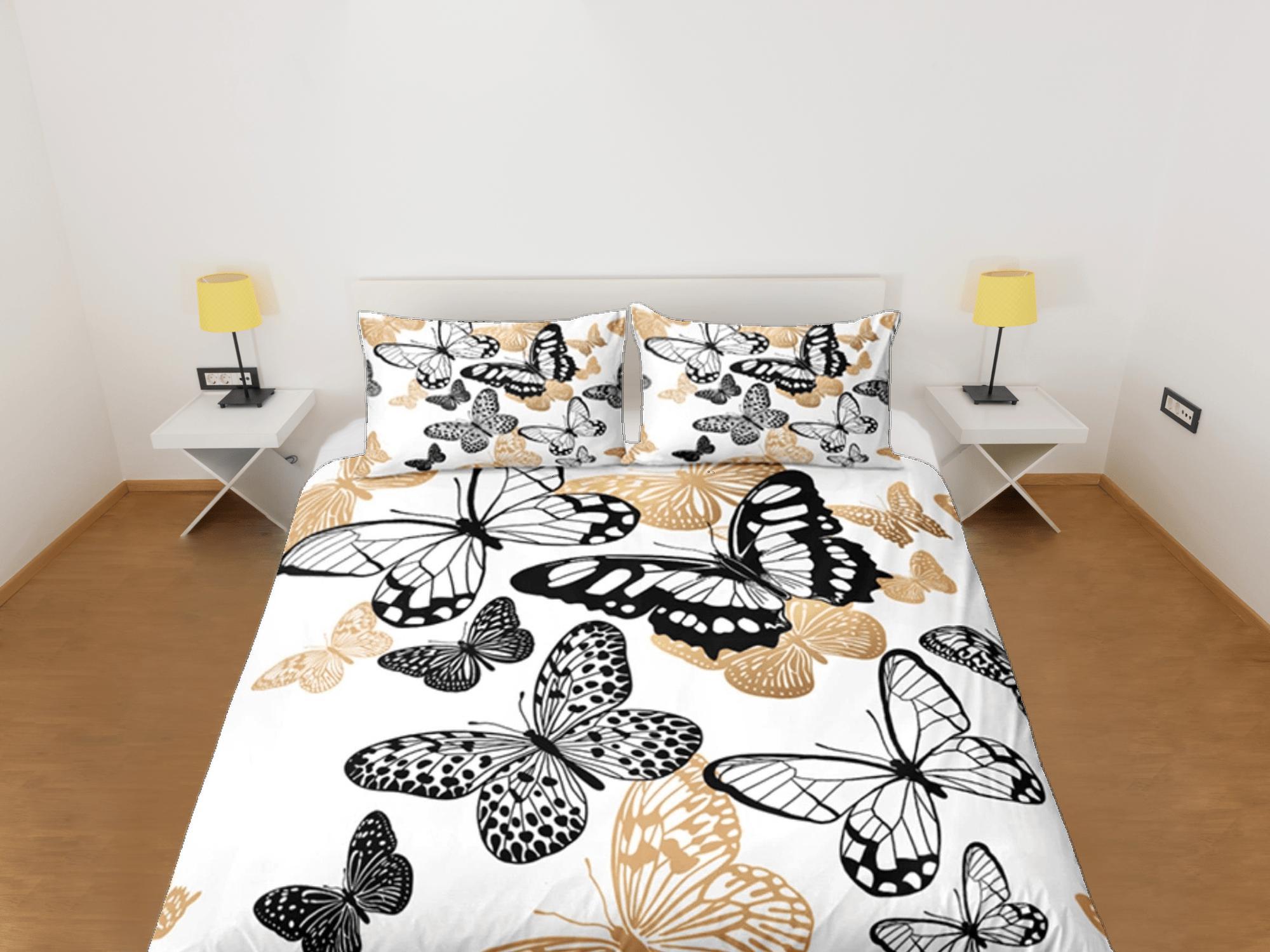 daintyduvet Butterfly Duvet Cover Set White Bedspread, Dorm Bedding with Pillowcase