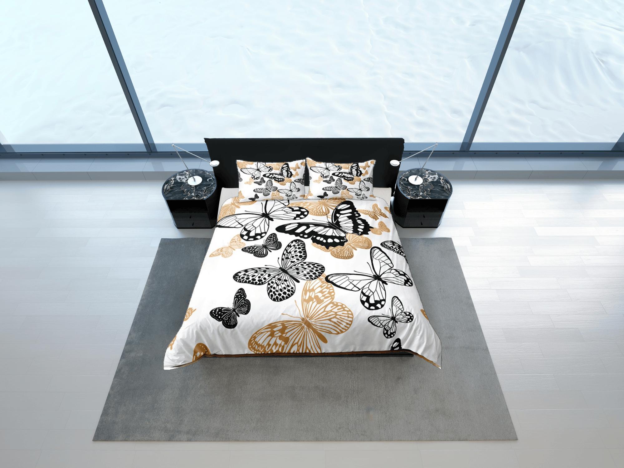 daintyduvet Butterfly Duvet Cover Set White Bedspread, Dorm Bedding with Pillowcase