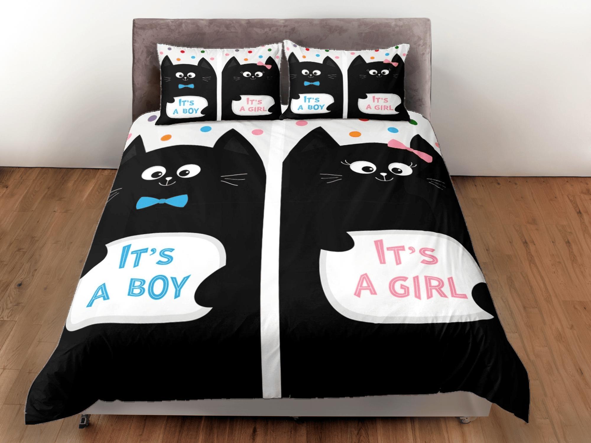 daintyduvet Cat bedding, gender announcement, baby reveal, toddler bedding, kids duvet cover set, gift for cat lovers, baby bedding, baby shower gift